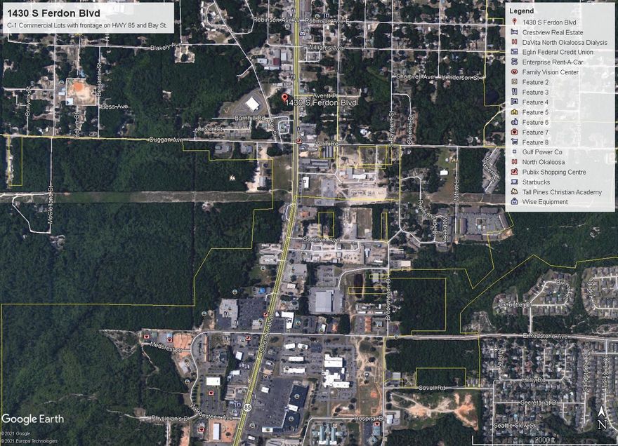Great Commercial Lots with 110' of frontage on Hwy 85 and an additional 215' of frontage on Bay St.  Commercial zoning provides for a variety of conforming uses and a blank canvas to work with.  Located just north of Eglin Federal Credit Union and the hard corner of Hwy 85 and Duggan Ave.  Huge traffic count daily providing excellent visibility for your business while the frontage on Bay St allows for easy ingress and egress helping you and your customers avoid busy Hwy 85.