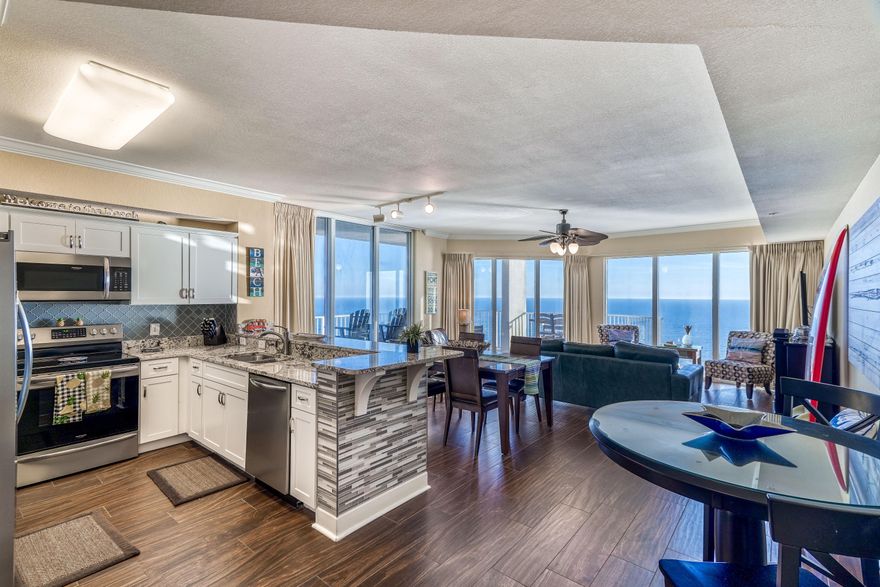 Do not miss out on Tidewater 2517 in Panama City Beach, Florida! This wonderful corner condo has been a non-rental and is in pristine condition. The condo is offered turnkey and has 3 full bedrooms, 3 full bathrooms and hall bunks. Owners and guests alike will never want to leave! The condo offers tile floors, upgraded kitchen, new furniture and all new appliances. This outstanding condo has incredible rental potential and offers expansive views through the floor to ceiling windows in the living/kitchen area that are absolutely priceless! Sit back and enjoy views of the beach, the Pier, Pier Park, the sky wheel and fireworks! Tidewater features amenities such as a Gulf front fitness center, 4 hot tubs, 2 outdoor pools, 1 indoor heated pool, game room, saunas, steam rooms, a restaurant,