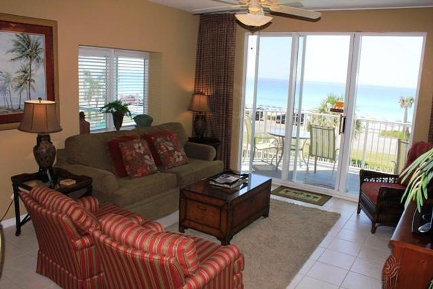 ENJOY THE STUNNING GULF VISTAS FROM THE OVER SIZED BALCONY AS WELL AS GULF VIEWS FROM THE LIVING ROOM, DINING AREA, KITCHEN & MASTER BR! MASTER BR FEATURES WALK IN CLOSET & PRIVATE BATHROOM W/ TUB/SHOWER COMBO & DOUBLE SINKS. GUEST BR #1 FEATURES A PRIVATE FULL SIZED BATHROOM. GUEST BR #2 HAS ACCESS TO 3RD BATHROOM (ACCESS FROM HALL TOO!)THIS CONDO HAS MANY UPGRADES AND HAS BEEN A VERY GOOD RENTAL. SPACIOUS THREE BEDROOMS AND 3 BATHS GIVES EVERYONE THEIR PRIVACY. MAJESTIC SUN OFFERS SO MUCH TO ENJOY!!! AMENITIES INCLUDE FITNESS CENTER, HOT TUBS, MULTI LEVEL INDOOR/OUTDOOR POOL, MEDIA ROOM AND OWNERS SOCIAL ROOM. YOU ALSO HAVE ACCESS TO SEASCAPE'S 18 HOLE GOLF COURSE. THIS CONDOMINIUM COMPLEX HAS MANY REPEAT GUESTS AND IS A SOUGHT AFTER VACATION SPO