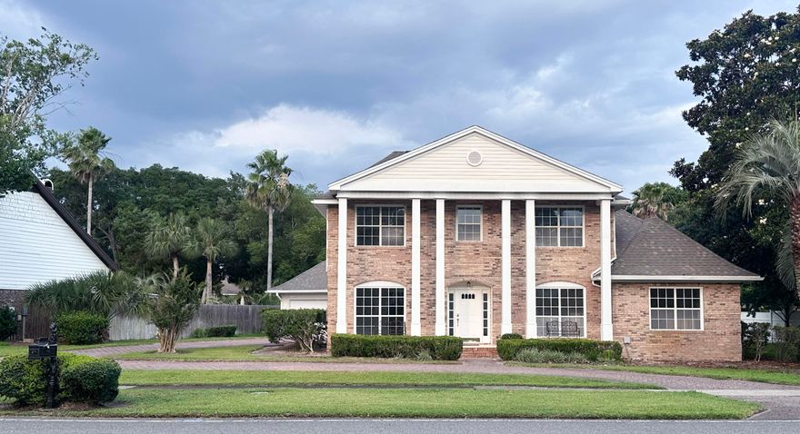 Great curb appeal in desirable Indian Bayou, priced for investors, families and golf enthusiasts alike. 4 bedrooms, 3 full baths and 1 half bath. Master bedroom downstairs with 2 walk-in closets. Large office, spacious living room, formal dining room as well as a breakfast nook. Upstairs there is a large family room, 3 bedrooms, 1 being a master and another bathroom. Large, half circle, paver driveway with a connecting side drive leading to detached 2 car garage. New roof, water heaters and both HVAC. Scraped ceilings, recessed lighting, fresh paint, new carpet upstairs, quartz counters with marble backsplash in kitchen, stainless steel appliances. Conveniently located in the center of Destin, tucked away but with easy access to anything you need from shopping to beaches, in a neighborhood full of charm during every holiday for your entire family, furry 4 legged members included.