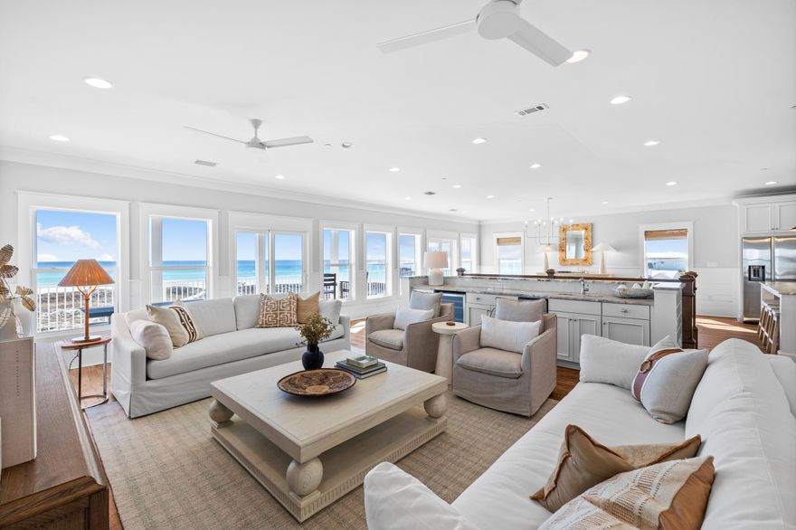 Indulge in coastal elegance and breathtaking gulf views at this recently updated gulf-front home. 64 Hotz Avenue is an entertainer's dream home located in the heart of iconic Grayton Beach. This exquisite six-bedroom, gulf-front residence spans four floors, each crafted to maximize the stunning scenery and offer a luxurious coastal lifestyle. With an elevator to all levels, this home seamlessly blends sophistication and comfort, making it the perfect retreat for family gatherings or hosting unforgettable events. Upon entering, you're greeted by expansive living areas designed with entertainment in mind. The main level boasts a chef's kitchen with bright white cabinetry, marble countertops, a premium gas range and top-of-the-line stainless steel appliances. The large center island is perfect for casual meals, while the dining room offers breathtaking views of the gulf, providing a dining experience like no other. The living room, with a wine fridge and ice maker, invites relaxation and gatherings. This home features multiple primary suites overlooking the gulf, ensuring luxury and privacy. The second floor hosts three generously sized bedrooms, while three additional bedrooms on the third floor offer ample space for family and guests. The crowning jewel is the fourth-floor living area, where expansive views of the Emerald Coast steal the show. Outside, the property offers multiple outdoor living spaces, including a private pool with a hot tub, a covered patio with an outdoor dining table, and additional lounging areas. These spaces are ideal for both relaxation and entertaining, all with the stunning backdrop of the gulf's sugar-white sands and emerald waters. Located just steps from Grayton Beach's vibrant shops, restaurants and galleries, this home offers the best of both worlds  a serene beachfront escape with access to the lively community that makes Grayton Beach so unique. Homes like 64 Hotz Avenue are rare, offering a combination of luxury, location and room for the whole family in one of the most beloved beach towns along 30A.