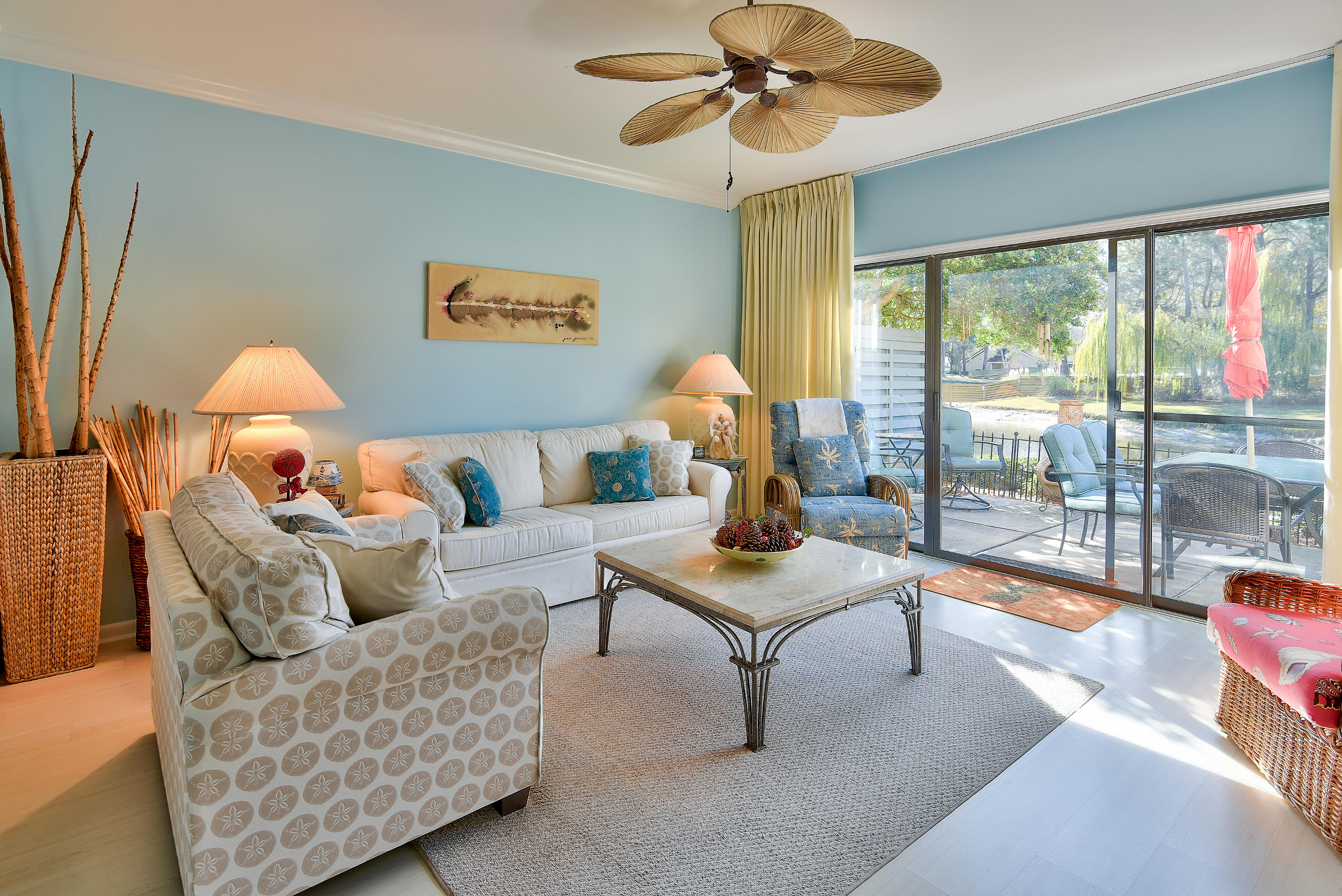 The perfect beach getaway! This 2-story, 2 bed, 2.5 bath Beachwalk home is tucked away in a quiet cul-de-sac, a short walk from the neighborhood's fabulous, recently updated, pool and deck. The kitchen is beautifully updated with stainless steel appliances and granite counter tops and breakfast bar. The living room offers hard surface flooring and sliding glass doors to the outdoor patio overlooking the picturesque lagoon. The master bedroom is complete with king size bed, double closets and en suite master bathroom with granite counter. Guest bedroom has twin beds and en suite bathroom. Fully furnished, rental ready, and new AC unit as well.