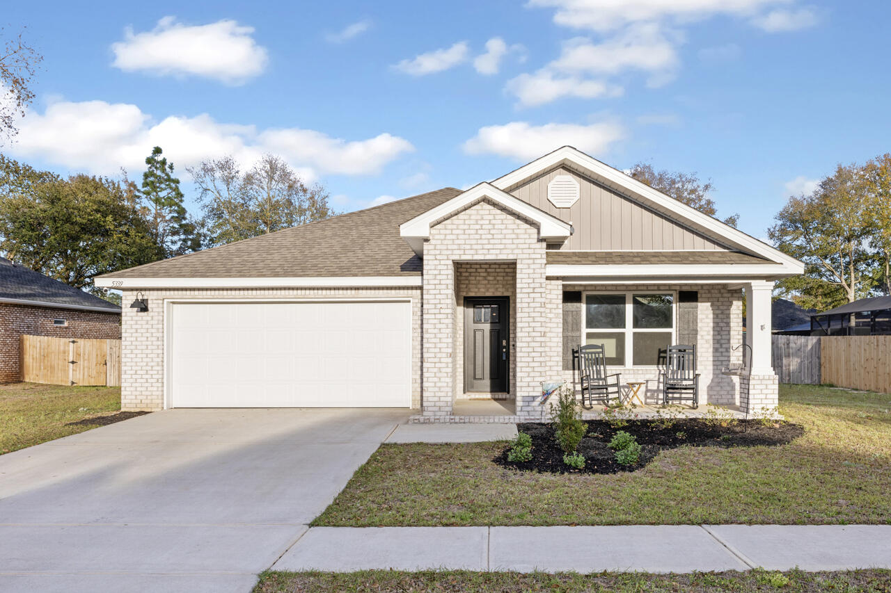 Offering a VA Assumable Loan! This beautiful home is situated on a large lot with no HOA, offering plenty of space and privacy. The exterior features elegant white brick, and the community includes sidewalks for added curb appeal. Both the front and back porches provide ample space for relaxation and entertaining. The backyard is fully fenced with a double gate for easy access, ensuring privacy and convenience. Inside, you'll find modern granite countertops throughout, and the kitchen comes equipped with stainless steel appliances and a high-end refrigerator that conveys. For added peace of mind, the home is also equipped with a security system.This home combines comfort, privacy, and style.