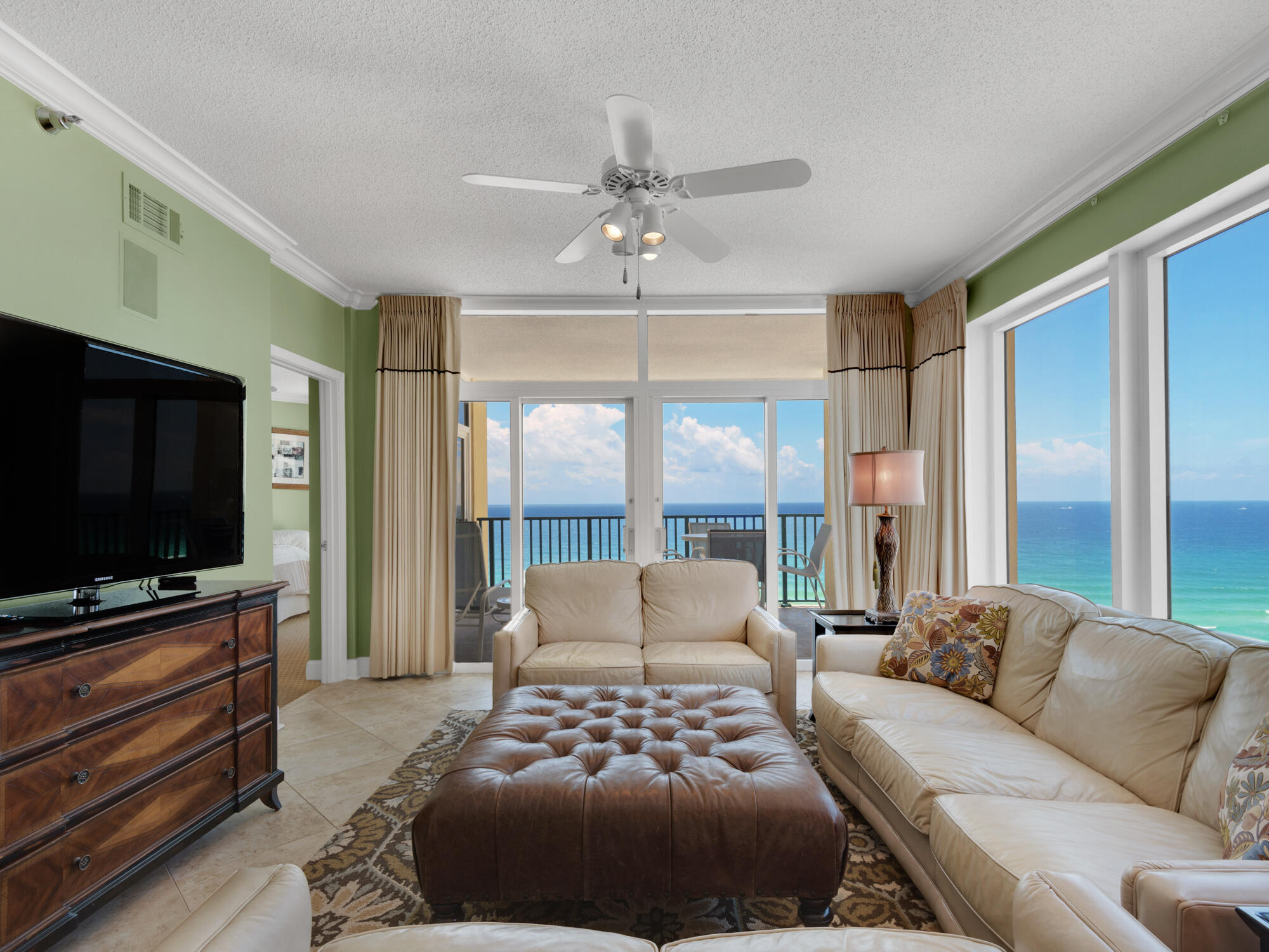Jade East is a great investment, or second home condominium located directly on the beautiful beaches of Destin.  Unit 1250 (with $127,500 in projections, info in Docs) is in the coveted West End 50 stack (corner unit) of Jade East with the best sunset and beach views! Enjoy 3 spacious bedrooms and 3 full bathrooms including a Gulf front master suite complete with renovated master bathroom featuring new cabinetry, granite countertops, soaker tub and a large walk-in shower with custom tile work and accents.  The master also had direct access to the balcony. The gourmet kitchen features gorgeous granite counters and sleek stainless-steel appliances. The beautifully appointed living room features a wet bar and opens to the large balcony overlooking the beautiful Destin Beaches.