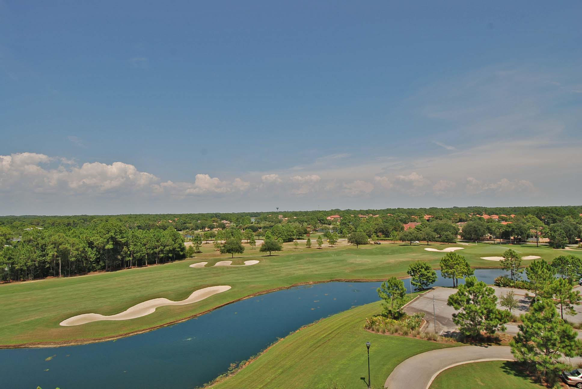 RARE & UNIQUE! 6TH FLOOR, END UNIT, one bedroom residence in the final chapter of the Village of Baytowne Wharf - ELATION! Enjoy the sensatioanl golf course & bay views from the private balcony! Spacious floorplan, washer/dryer, beautiful contemporary furnishings and a great rental history. Amenities include a fabulous pool and a private owner's clubhouse called the ''Solstice Club'' with a large grill, outdoor gas fireplace, and indoor bar, flat screen TV and comfortable seating inside and out. Just steps from the huge pool & conference center plus all of the dining & entertainment of the Village ... or hop on a tram to enjoy tennis, the beach, and 73 holes of world-class golf!