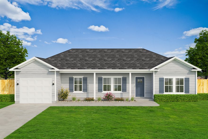COZY COTTAGE HAS CAREFULLY DESIGNED FLOOR PLAN maximizing your living space.  Covered front porch, finished garage and fully landscaped yard comes with yearly grass cutting (HOA includes 40 cuts per year).  Split BR design, raised ceilings in open family/dining/kitchen area.  Luxury vinyl plank flooring throughout, quartz countertops, work island w/bar seating, white shaker cabinets + pantry in kitchen.  Primary bedroom has double walk-in closets, bath has double vanities + linen storage.  Oversized mud room has room for washer/dryer + freezer or lockers/benches.  Ceiling fans in all bedrooms & family room, recessed lighting throughout the home.  Seller will pay up to $10,000 towards closing costs/prepaids/rate buydown (restrictions apply). Late November/early December completion.