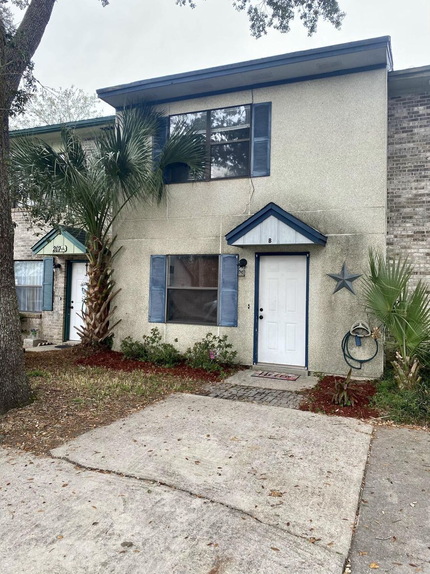 Great Investment Opportunity! This nice two bedroom townhouse is centrally located between both bases.  First floor features a somewhat open floor plan -living room, breakfast bar and dining area. Check out the new kitchen cabinets, new counter tops and new sink.  The laundry room is located off the kitchen.  Back yard is fenced and the patio is just off the dining area, with sliding door entry. The interior features two bedrooms and full bath upstairs, and living room, kitchen and dining area, along with an inside laundry area and half bath downstairs. Perfect for an investor or first time home buyer. The driveway is oversized for additional off street parking. While we believe all info to be accurate-buyer to verify all information.