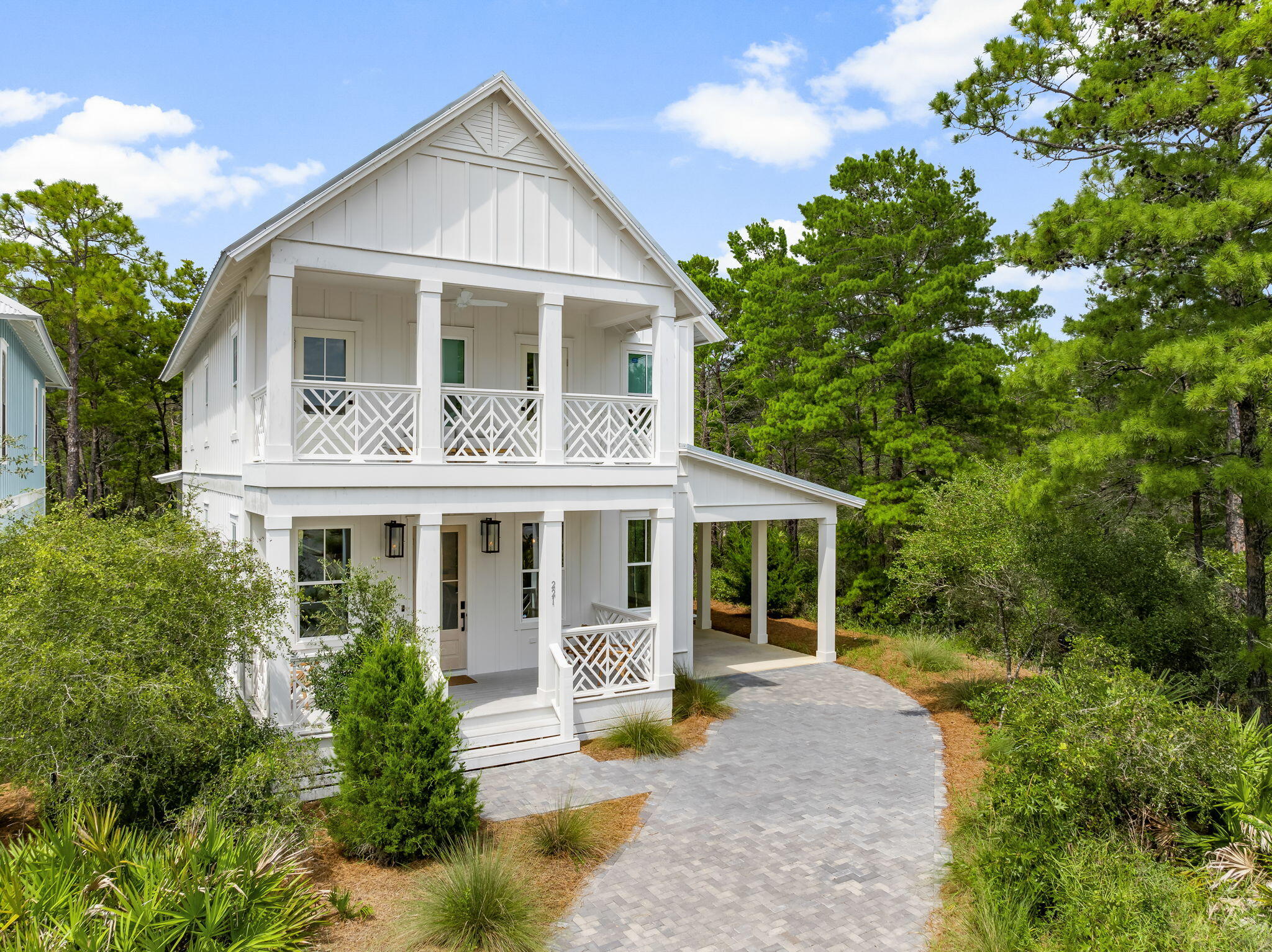 Discover your dream home in the sought-after Lakeside at Blue Mountain neighborhood. Built in 2023, this beautiful two-story home features four bedrooms, four and a half bathrooms plus a bunk room, offering modern luxury and effortless, move-in-ready living. It's in pristine condition and has never been rented.Step inside to discover a beautifully designed interior featuring high ceilings and an abundance of natural light throughout. The elegant engineering hardwood and tile floorings add a touch of sophistication. The heart of the home is the open-concept living room and gorgeous kitchen, equipped with top-of-the-line Viking appliances, custom oak cabinets, and sleek quartz countertops, a culinary enthusiast's delight! The spacious layout includes a garage, a carport, and a driveway that accommodates three additional vehicles, ensuring ample parking for family and guests. The home boasts an oversized front and back porch, perfect for relaxing or entertaining while enjoying views of the adjacent state park.
You'll also find a well-appointed laundry room complete with a convenient dog wash, catering to all your needs. The community amenities include a pool and clubhouse, providing a resort-like experience right at your doorstep.
With easy access to Redfish Village, shopping, dining, and within less than a mile to the Blue Mountain Regional Beach Access, this property offers the ultimate in lifestyle and convenience. Don't miss the opportunity to make this exquisite home yours and enjoy all the benefits Lakeside at Blue Mountain has to offer!