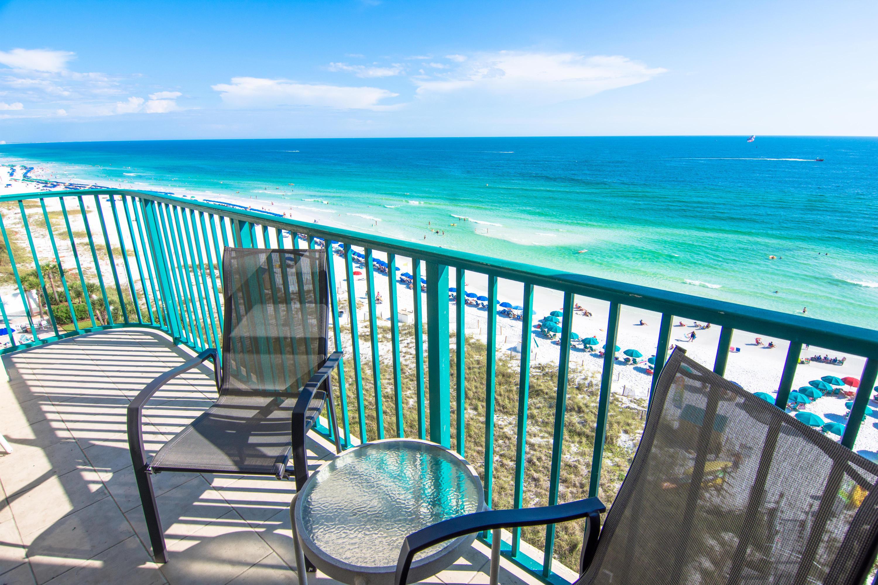 Breathtaking Gulf views from this 8th floor location in the luxe resort of Jade East. Fully equipped and furnished, you will enjoy 3 spacious bedrooms and 3 full bathrooms including a Gulf front master suite with balcony access. The gourmet kitchen features gorgeous slab granite counters and is fully stocked and rental equipped. The beautifully appointed living room features a wet bar and opens to the large balcony overlooking the beach and the Gulf. The views from your balcony are unparalleled! Enjoy the resort style amenities of Jade East including: gated entrance, on-site rental office, seasonally heated swimming pool, hot tub, tennis court, bbq grill and picnic area, fitness center, beach walkover and beach showers.
