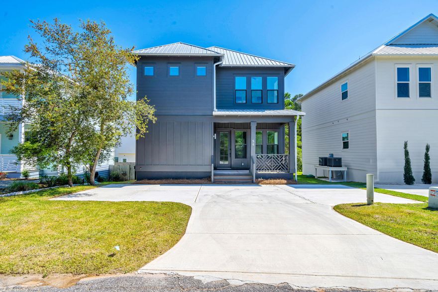 Coastal Living at its finest in the quaint and quiet Blue Mountain Beach community.  In the sought after eclectic Brickyard neighborhood.  Upgrades throughout home, shiplap galore, high end appliances, custom bathrooms and Furnished for immediate turnkey resale.  Home has not been occupied permanently and has only had a few select short term stays.  Home originally purchased as an asset now ready to sell.