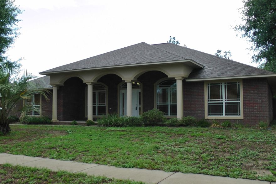 From the moment you step into this lovely home you have the feeling of spaciousness - because it IS! Raised ceilings in main rooms, interesting trey ceiling in M BR, rounded corners, spanish lace finish on walls and ceilings. A great floor plan providing privacy in the bedrooms to family or guests with full baths adjacent. Lots of closet and storage; Fully Equipped Kitchen with loads of cabinets, pantry, solid surface counter tops, plenty of room for company in the kitchen! Ceiling Fans in almost every room, Electric Fireplace, Wonderful Sun-room with wide windows and french doors to enjoy the shady back yard fully privacy fenced. Nice neighborhood with sidewalks, underground utilities, 1/2 acre lots. This home is in VERY good condition, ready for a large family!