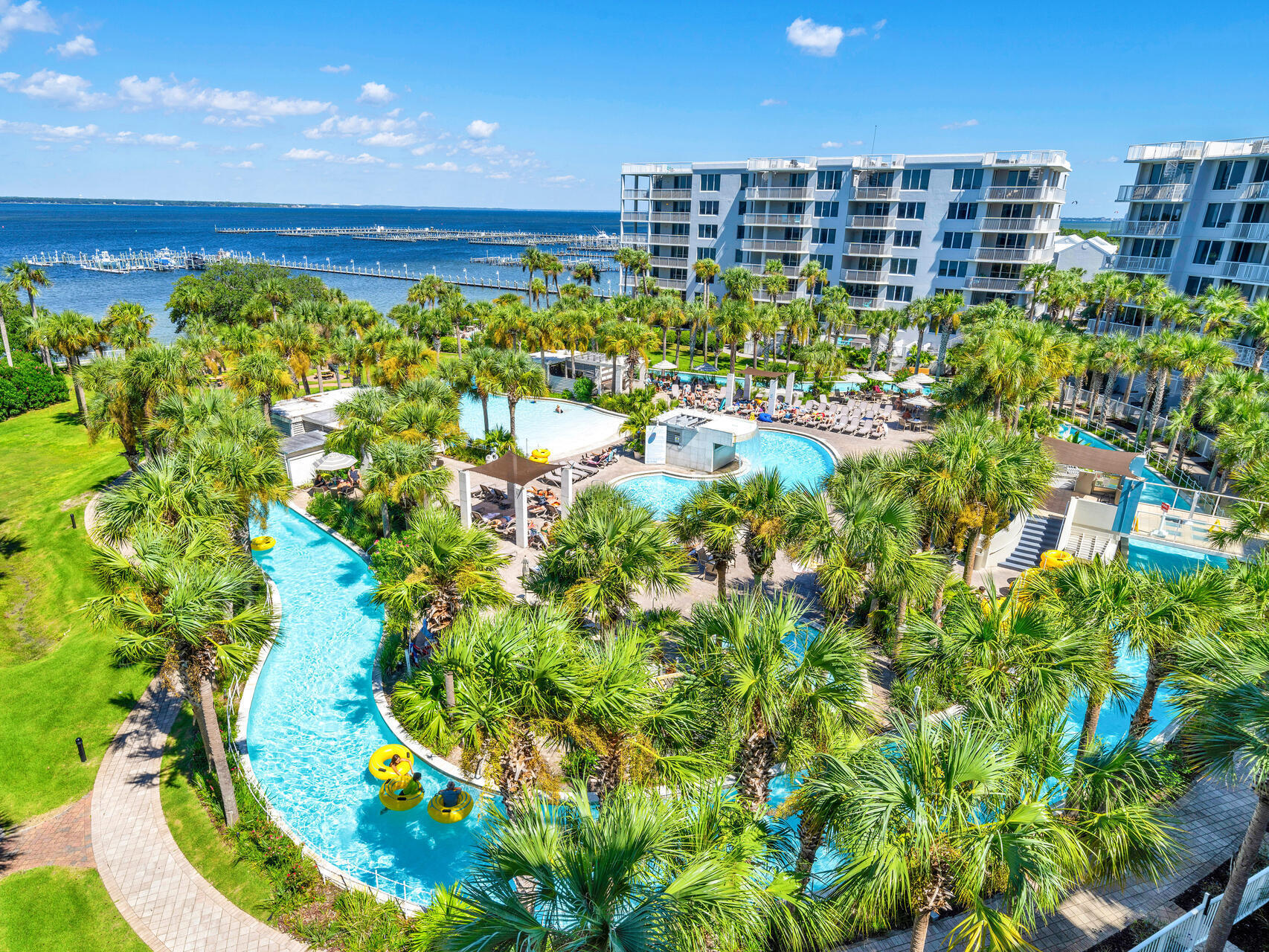 This lovely end unit condo has 2 balconies for taking in the gorgeous views. You can see both the  Choctawhatchee Bay and the  Gulf of Mexico. Plenty of room for the family to make vacation memories, sleeps 6, and you can also cash in $$$ on rentals. The beautiful  Lazy River pool is perfect for relaxing. Easy access to the beach, multiple pools, modern fitness center, and many fun attractions in the area. Destin West is one of the premier resorts on Okaloosa Island.