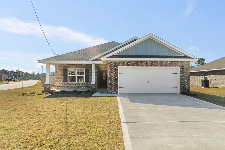 The famous Carlos Plan now building on Gordon Evans in Navarre! This 3 bedroom 2 bath brick home offers exactly what you are looking for. Wide open living room, dining room and kitchen space lined with Laminate Flooring. This split floor plan offers a spacious master suite, master bath with stand up tile shower, garden tub & double vanities. A private entrance to a covered back porch. The kitchen includes solid wood cabinets with soft close doors & drawers. 3cm Granite in kitchen and bathrooms. High end finishes include Vaulted Ceilings in the Living Room & single trey ceilings in the kitchen and master bedroom, brushed nickel fixtures, lever style door handles, crown molding in the treys & more!  Finishing touches include luxury porch and