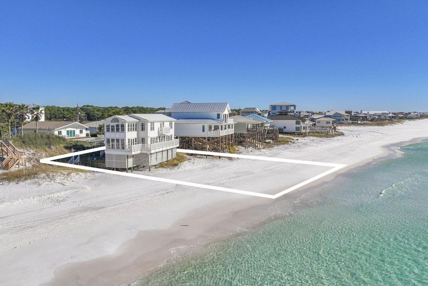 Perched on one of the largest gulf-front parcels in Dune Allen, this extraordinary retreat offers 100 feet of pristine shoreline and a front-row seat to Florida's most captivating sunsets. With floor-to-ceiling windows lining the western side, the home opens up to unbroken views down the beach to Sandestin -- coastline and sea on full display from nearly every angle.  Inside, the design celebrates light and space. Each of the four bedrooms offers unobstructed gulf views, with the primary suite featuring its own sitting area and panoramic backdrop of the water. The main floor offers generous living and dining areas, a thoughtfully arranged kitchen, guest suite, and multiple spots for lounging or entertaining -- all framed by sweeping vistas and the sound of the surf. Upstairs, the... layout continues to impress with additional guest bedrooms and a spa-like master bath.

Recently updated with all-new windows (2025), the home also features a private bonfire pit, 100 feet of deeded beach access, and a beach setup of four chairs and two umbrellas, provided seasonally. With no HOA or covenants and a strong rental history in place, this .45-acre property combines the rarest elements: privacy, income potential, and an unbeatable beachfront location.

Located just moments from Gulf Place, Oyster Lake, and the vibrant 30A corridor, this is more than a home, it's a legacy coastal haven where the sea, sky, and sand come together in spectacular harmony.  Reach out our way today for your private viewing.