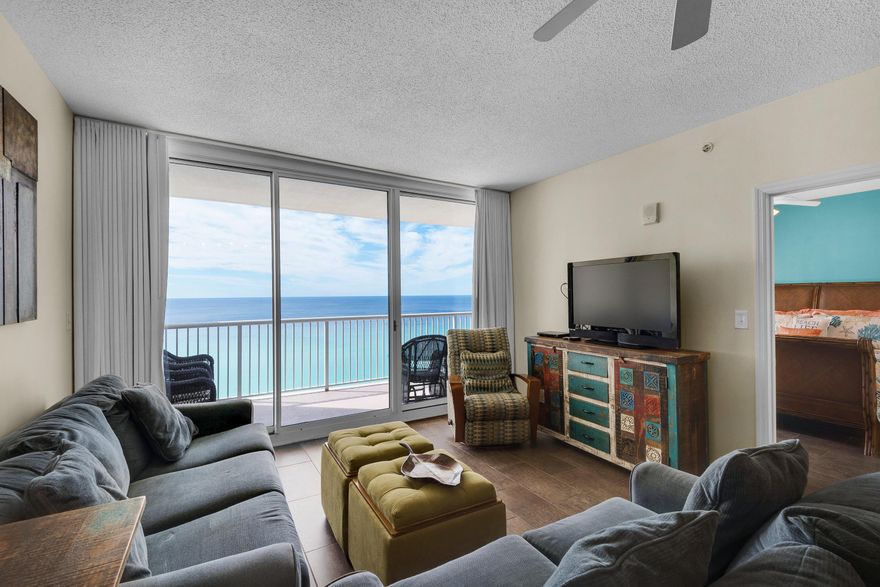 Don't miss this awesome opportunity to own in Majestic Beach! With three bedrooms and two spacious bathrooms, this great floor plan has plenty of room for friends & family. This unit boasts designer furnishings and tile flooring throughout. You just can't beat the location, right in the heart of PCB and close to restaurants, shopping and more! With over 600 ft of Gulf frontage, Majestic Beach also provides an indoor pool, 2 outdoor gulf front pools, wading pool with waterfall, baby pool, pool side snack bar and two hot tubs. Other amenities include an owner's lounge, movie theater, conference facilities with power point presentation center, state of the art fitness center and sauna, game room, Starbuck's coffee shop & ground floor market with movie rentals. Call today to see this gem!