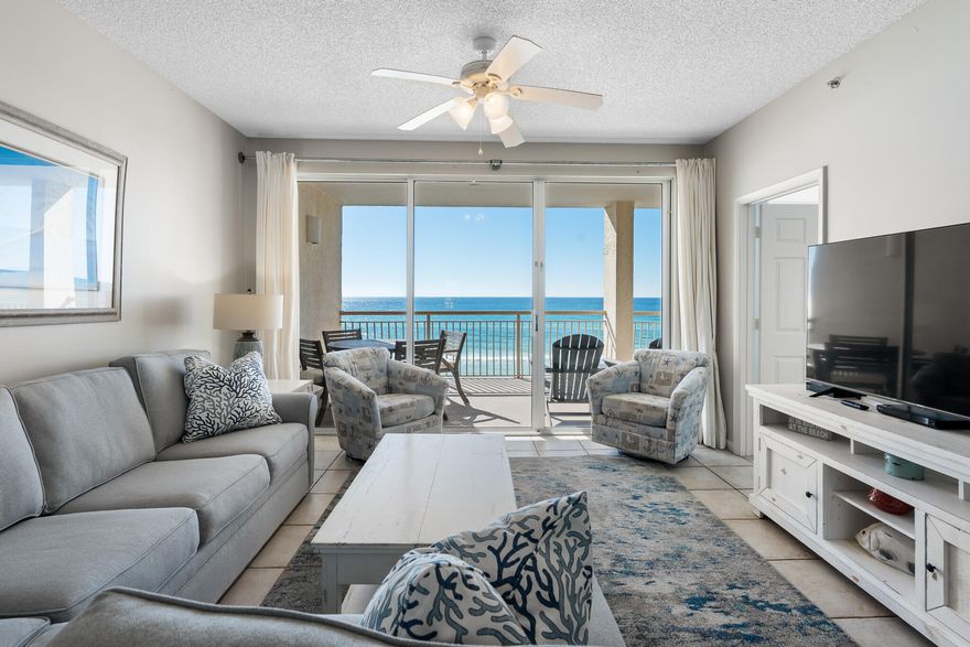 If you're in the market for a beachfront property that embodies exclusivity, convenience, and scenic beauty, look no further. Welcome to your slice of coastal heaven! Perched on the 3rd floor of the prestigious High Pointe Resort, this 1,315 sq ft condo delivers an unmatched 30A living experience. This haven is the pinnacle of refined beachfront access with a coastal casual atmosphere.The condo comes move-in ready, fully furnished, and already has several bookings--offering you an immediate return on your investment. The flowing layout is decked with premium tile through the entertainment spaces and the bathrooms and carpet in both bedrooms.