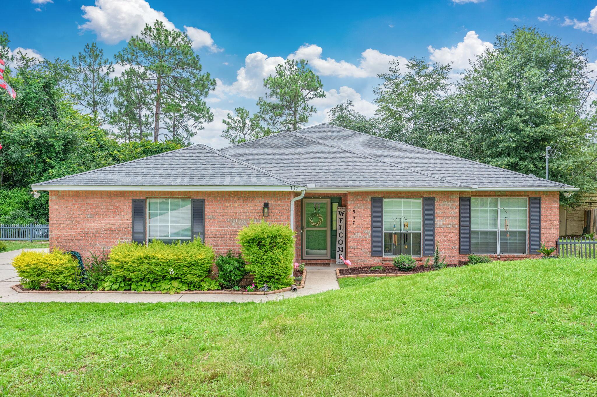 LESS THAN 15 MIN TO DUKE FIELD, LESS THAN 30 MIN TO EGLIN AFB. Nestled in a cul-de-sac this 4 bedroom home offers functionality, and versatility. The open floor plan, massive family room, and multiple dining areas create an ideal space for hosting. The kitchen offers upgraded appliances, ample counter space, pull out shelves in cabinets, work island, and tile backsplash. With LVP throughout, and tiled bathrooms this home feels crisp & clean from wall to wall. Off the family room is a spacious master bedroom with the only access point to the master bath. Complete with a garden tub, separate shower, private toilet, and walk in closet the master bath offers peak function, and privacy. With a side entry garage & workshop with a power source just steps away THIS HOME HAS IT ALL!