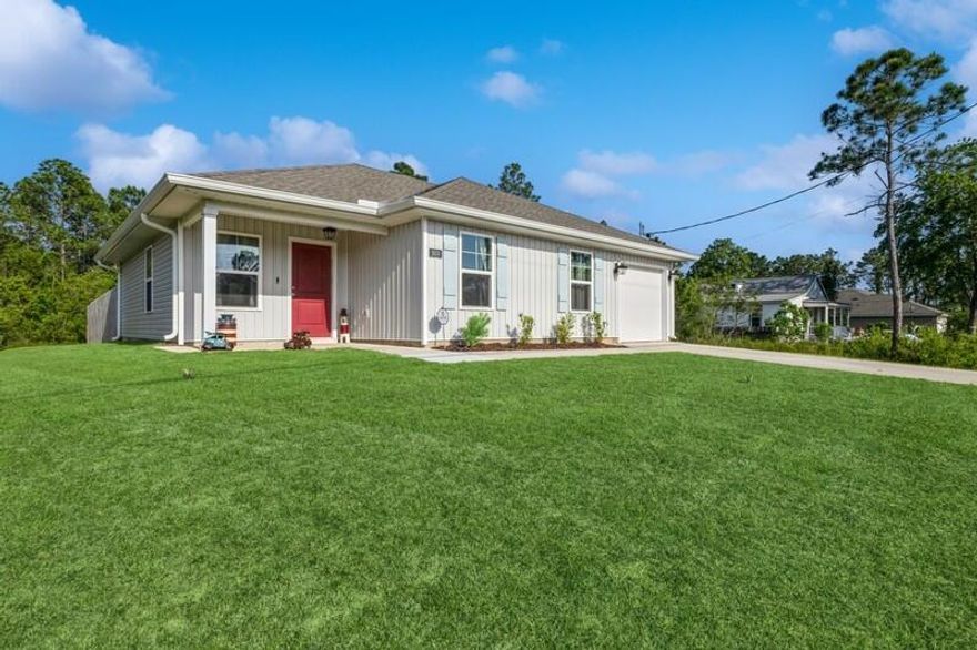 Welcome to this Craftsman style home within miles to Navarre and Pensacola Beaches, offering comfort, style, and efficiency. The inviting interior features a open floor concept with great room flowing to the spacious kitchen with SS appliances. Easy maintenance upgraded LVP flooring in main areas and upgraded fixtures throughout. Relax in your large primary suite with a double vanity bathroom, Transom window for natural light, walk-in closet w/pocket door. The home includes hard wired video security system, Smart wifi thermostat, Earth Cents Energy Rated for lower energy consumption, inc. a Taexx pest control system. Privacy fenced back yard perfect to entertain guests and pets. A perfect blend of beauty, convenience and peace of mind awaits you in this dream home