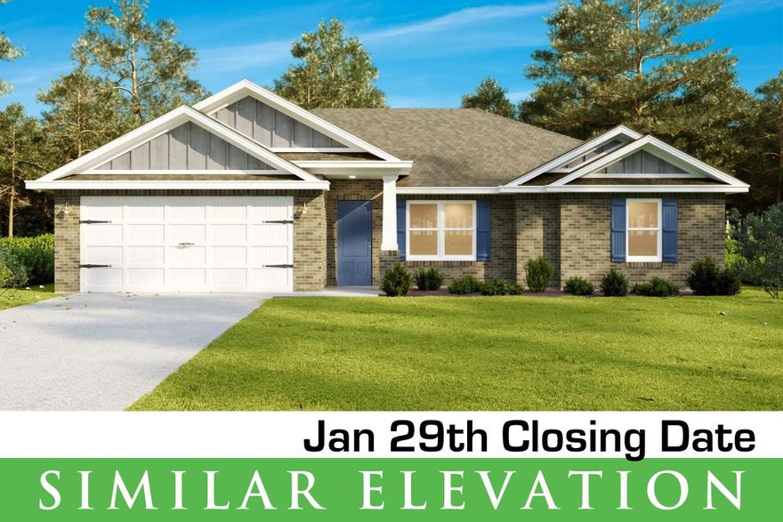 BRAND NEW 2021 New Construction Floor Plan Now Available!! Homes are being built as we speak. Will be MOVE IN READY January 29th 2021! Contract Today! Check out this full brick home known as The Sunburst II. This home was designed for those who love open floor plans. Interior Features Include: Living Room (vaulted ceiling), Kitchen & Dining Room: Open Floor plan, Vaulted Ceilings, Scratch/Water Resistant Grey Laminate Wood Flooring Throughout. Brushed Nickel Fixtures & Hardware. KITCHEN: Grey Shaker Cabinets with soft-close doors & drawers w/ brushed nickel hardware. 3cm Granite Countertops, undermount sinks & brushed nickel faucets. Stainless Steel Stove, Microwave & Dishwasher. Installed Garbage Disposal with push button. MASTER Bedroom: Spacious, carpet, trey ceiling.
