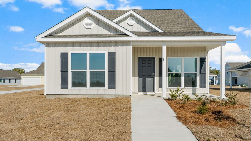 The Owl's Head community is conveniently located off of Highway 331 in Freeport.  We are only 8 miles to Interstate 10, and 16 miles to beautiful beaches and Highway 30 A.  We offer 6 floor plans, 3 and 4 bedrooms.  All homes have rear entry garages.  This community offers a community area with paved walking trails and a spring fed lake. | The Cary plan is a 2-story 4 bedroom, 3 bath home.  The primary is downstairs, and a second bedroom. There are 2 bedrooms and a bathroom upstairs.  The Cary floorplan offers a covered front and side patio.