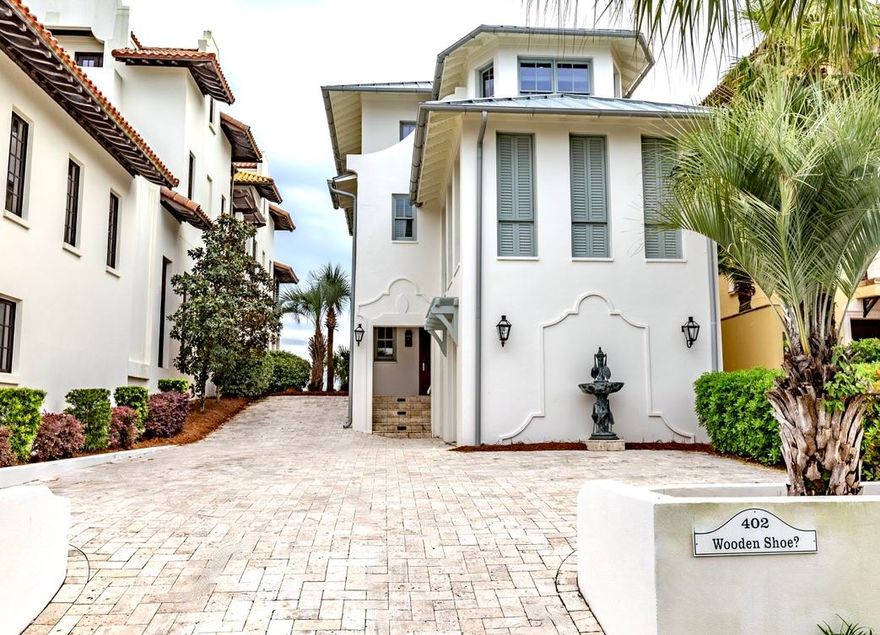 Beach homes like this well-maintained, stunning CB/stucco gulf-front beauty in gated Carillon Beach rarely come available on the open market. Boasting 5 BR, 5 1/2 baths Wooden Shoe, so named by its  Dutch owners, sits high atop the dunes and offers multiple stunning gulf views.  Open floor plan with expansive kitchen featuring Viking appliances and ample cooking/dining space. There is an elevator and separate living space w/ wet bar and ice-maker on the ground level.  Has new roof & gutters. Confirmed rental bookings to date for 2021 total 238k. Space to build guest house and/or swimming pool, subject to approval of CB Design Review Board.  Carillon Beach is a quaint, gated, New Orleans style enclave featuring 3900 linear feet of never-crowded, semi-private white sandy beach on the gulf.