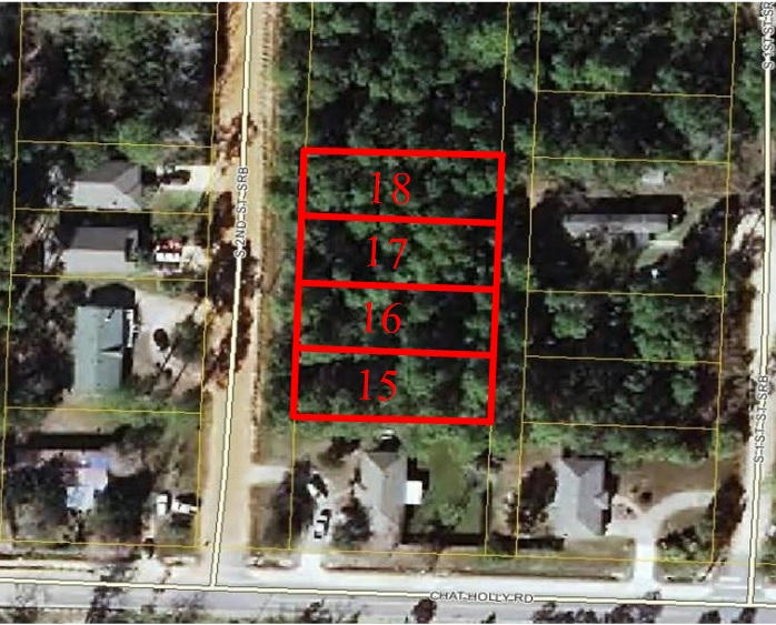 Make an offer! These are four lots in the quaint Town of Santa Rosa. Located near Hogtown Bayou and Cessna Park with picnic tables, basketball court, boat launch and the beautiful bay. Also near the beach, shopping and Sacred Heart Hospital. All four lots are being sold together for $47,900 or Lots 15 & 16 for $24,900 and Lots 17 & 18 for $24,900.