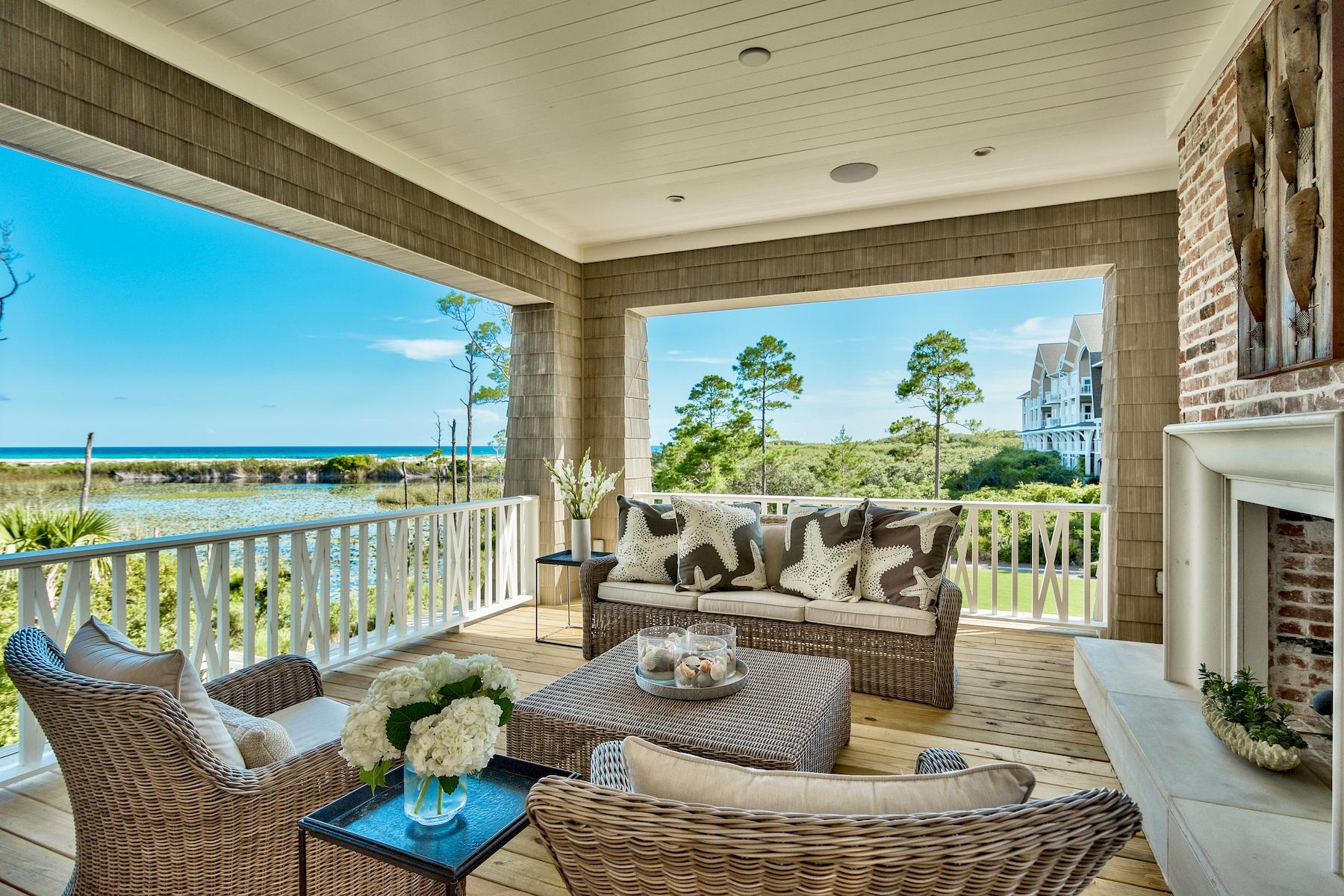 Some homes are built to delight the eye and thrill the heart and this exemplary Watersound Beach residence is one of them. This four bedroom home was built to exacting specifications and the result is an eloquent TS Adams design with impeccable interiors by Rhea Crenshaw. From the handcrafted peacock pavers and rich oak flooring to the incredible top floor deck with unobscured park, lake and gulf views, this is a home that effortlessly delivers the very best of everything. Nana walls in the second floor living area fully retract to reveal a deck with views that make it an entertainer's paradise. Every sense is pandered to, from the surround sound system both indoors and out to the smooth cool touch of marble shower and air-jet tub with Gulf views in the master bath.