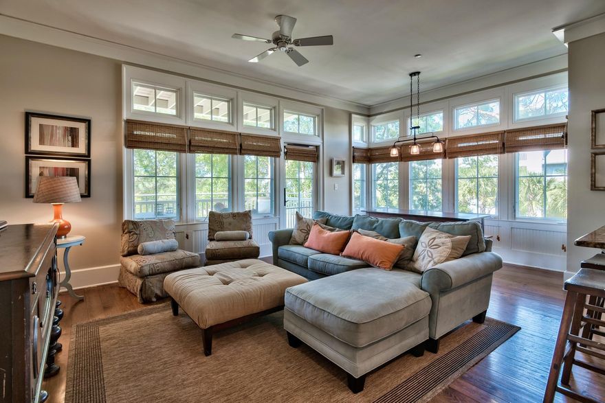 Charming Coastal Watercolor Condo
This two-story townhouse style condo comes decorated in warm Caribbean tones and features two comfortable outdoor living spaces. Both the 1st floor screened porch and the upstairs covered balcony offer opportunities for morning coffee, evening cocktails, or just relaxing after a beach day.  Just steps away from the newly renovated Gulf Front Beach Club, offering conveniently distanced dining, a Gulf front pool with an oversized sundeck, and canoe, kayak and sailing excursions. Sleeping configurations here are most accommodating for those who like to have their master suite on the first floor to provide extra privacy from the second bedroom and full bathroom upstairs. The floor plan is lovely, providing an open space to enjoy the galley kitchen while looking out into the roomy living and dining areas. The amenities in this home, as well as the attributes of the community are ideal for anyone who desires to live a peaceful beach lifestyle.