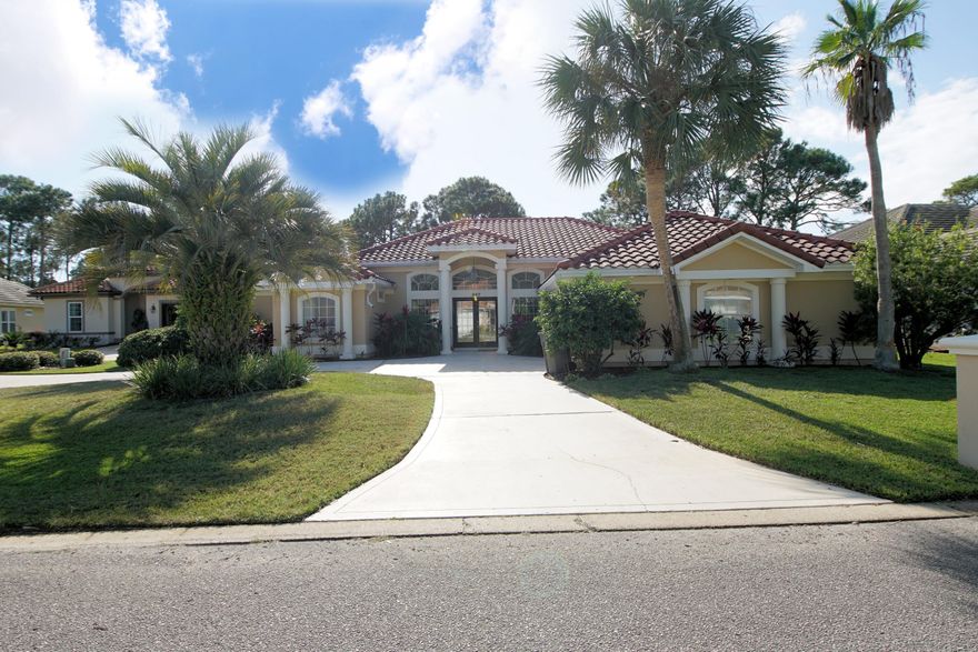Beautiful custom home overlooking the fourth putting green of the Emerald Bay golf course! This spacious home offers 4 bedrooms  with an additional room, perfect for an office or home gym. Beautiful finishes to include: natural stone flooring, arched doorways, alcoves and detailed trim work, stone fireplace, and crown molding with 13 foot arched ceilings. The large eat-in kitchen with custom cabinets and  mahogany bar is perfect for entertaining.  Enjoy the large screened in lanai and built-in stone firepit overlooking the golf course. Emerald Bay is a gated community offering 18 holes of premier golf, a community pool, and lighted tennis courts. Just minutes from the Gulf of Mexico sugar white beaches, Destin Commons and Silver Sands Outlets shopping,  restaurants and more!