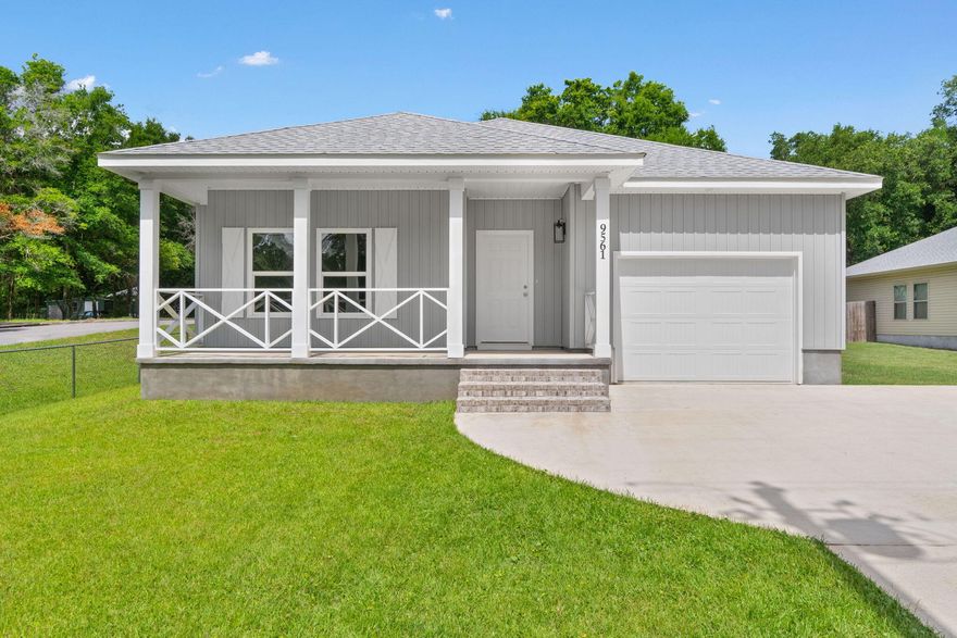 Welcome to your new oasis in Pensacola! This charming cottage-style home offers 1997 square feet of modern elegance and comfort. Boasting 3 bedrooms and 2.5 bathrooms, this newly constructed residence is designed with impeccable taste and attention to detail. Upon entering the home walking into the foyer, the two additional bedrooms are situated on the right with a Jack-and-Jill bathroom. Past the bedrooms you'll pass the 1/2 bathroom, spacious laundry room and garage door. Located on the back of the home is the focal point of the home, the kitchen. The kitchen is a chef's dream, featuring pristine white Quartz countertops and large island that overlooks the dining area and living room which makes for a great space for entertaining and family gatherings. The spacious primary suite is a sanctuary of its own, complete with two large walk-in closets offering ample storage space. The en-suite bathroom is a luxurious retreat, showcasing a large tiled shower and double vanities also wrapped in white quartz. Located conveniently, this home is just 20 minutes from Downtown Pensacola, where you can enjoy dining, shopping, and entertainment. For those who love the beach, Pensacola Beach is a short 30-minute drive away, offering pristine sands and stunning Gulf Coast views. Don't miss your chance to make this dream home yours!