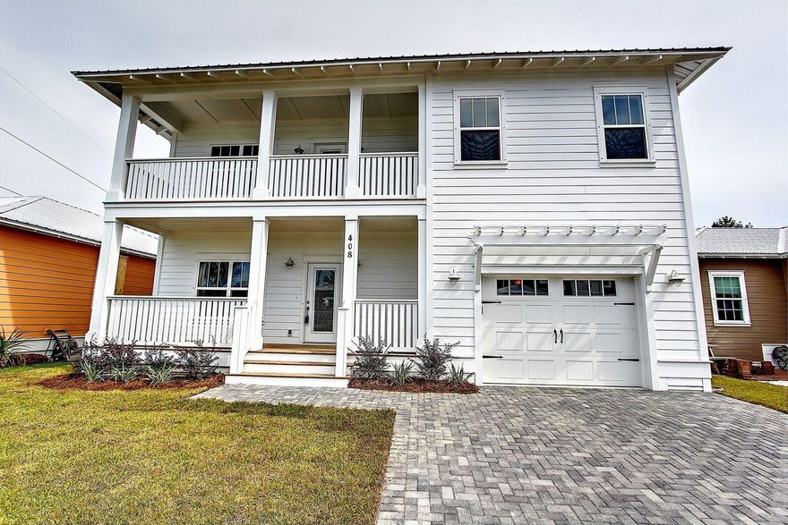 New Construction West End PCB! This LARGE beach house would make the ultimate family getaway! Large enough for multiple families. Upstairs has its own laundry area, balcony and living room! Downstairs is an open living/kitchen/dining combo with the Master Suite and half guest bath. Low maintenance yard with large deck for entertaining! Just a few blocks to the Gulf. Paradise Grove features a community pool, gated entry and dog walking parks. 2 miles West of Hwy 79 North of 98. Low HOA dues!