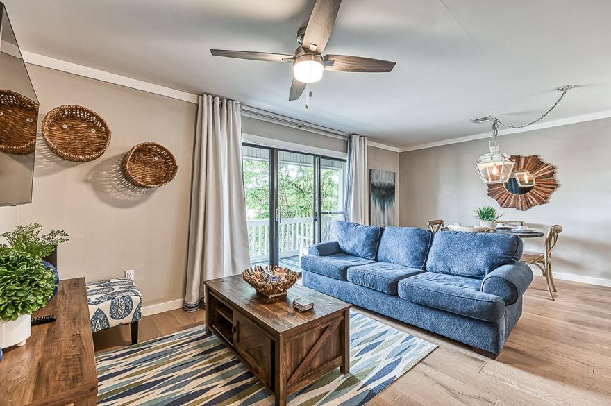 Exceptional rental property with gross revenue of $43,000+ in 2021 and booked through the summer! Ideally located on 30A in Seagrove Beach and only a 5-minute walk to the beach. This second-floor condo was renovated top to bottom in 2020. Designer-decorated updates include new flooring; new furniture; new lighting; completely updated bathroom including all fixtures; completely updated kitchen including new cabinets, stainless appliances, quartz counters; new flatscreen TVs; new blinds; custom wood accents; owners closet; washer/dryer; new water heater; new outdoor furniture. Two community pools, tennis courts, shuffleboard and grill stations round out the amenities for this unit.  Unit is offered fully furnished and rental ready.