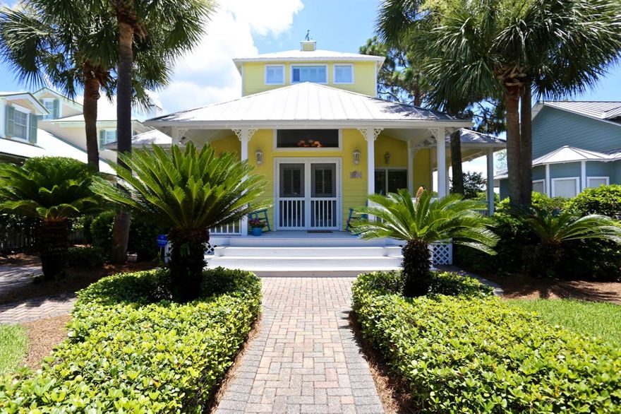 Located in one of the most charming neighborhood in Sandestin, the Olde Towne neighborhood of Crystal Lake has white picket fences and cottages nestled along Crystal Lake. This home is three stories, with a master on the first floor, kitchen renovated in 2015 with quartz counter tops, dining area, a roomy living area with a gas fireplace, and wrap-around porches overlooking Crystal Lake. You can't miss the water feature in the lake. The cottage features wood floors and wooden ceilings, an attractive staircase,plantation shutters,and a sitting area on the 2nd floor that could be an office or reading area with a sofa. The third floor with it's amazing window walls, lake views and vaulted wood ceiling, has a wet bar, and built in entertainment area. There is room in for a pool.