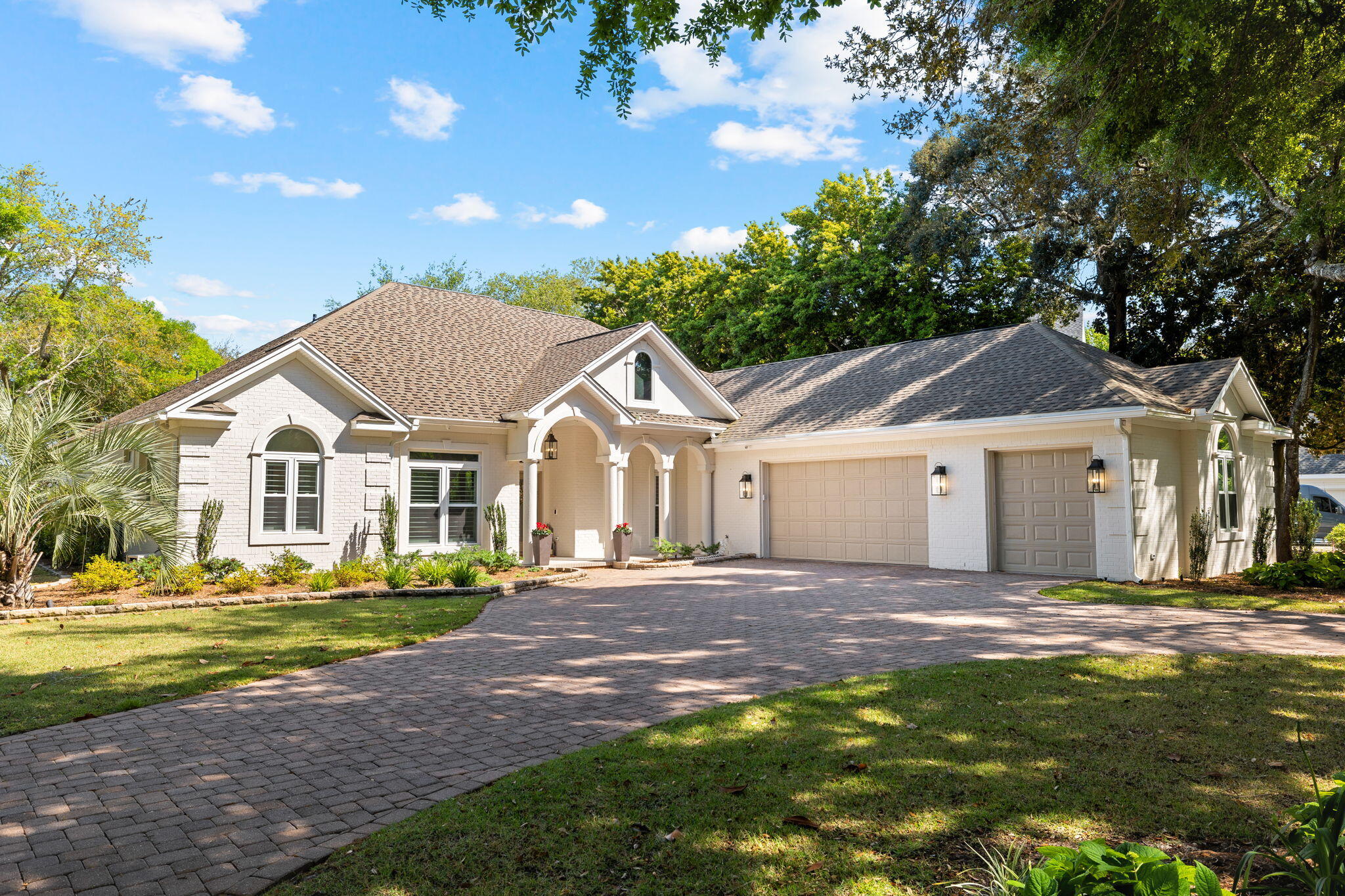 Step into the realm of refined living in this impeccably renovated 3 bedroom, 3 and a half bath plus office residence nestled within the coveted Kelly Plantation, a gated haven for golf enthusiasts and luxury living lovers alike. Poised on a prime private lot with spellbinding lake vistas, this home offers a sanctuary of serenity and style.Prepare to be captivated by a host of brand-new features, including a scheduled roof replacement, HVAC, hurricane impact windows, and pool heater. Inside, luxuriate in the allure of new LVP flooring, elegantly renovated bathrooms, a redesigned kitchen, and a new laundry room that exudes modern charm. Every corner of this abode has been meticulously refreshed, from the landscape lighting to the rain gutters, ensuring a turnkey oasis of comfort.