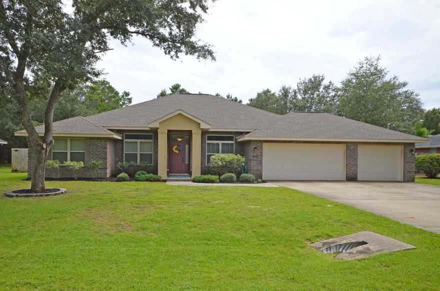 Welcome to Holley By The Sea. One of Navarre's largest Subdivisions that has an amazing recreational center that was just remodeled. If you love swimming, boating, working out then you will love this neighborhood. The rec center has 3 pools, tennis courts, fishing pier, fitness room, sauna, steam room and so much more.This semi custom home is a Robbins build. This is a terrific floor plan that creates a functional layout for entertaining guests and having family time in the backyard. Triple garage is such a bonus!! The lot is fenced with a newer shed, custom wood swing, and a simple curb appeal for easy upkeep. The home has been well maintained by one owner.Granite, upgraded 20'' tiles and new carpet and padding in the bedrooms only.