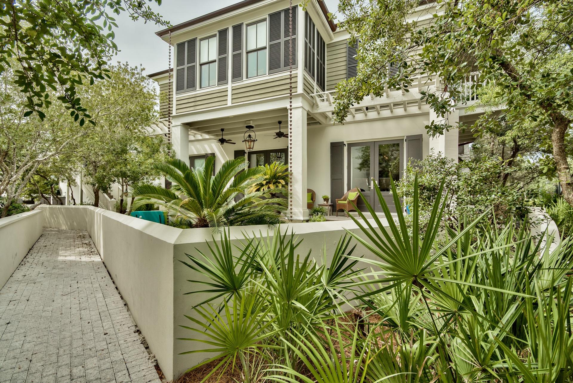 Absolutely stunning home on the highly desirable south side of 30A in Rosemary Beach. Interior Design by renowned Atlanta based designer Kay Douglass and South of Market. As you enter the courtyard you're dazzled by the plunge pool, the outdoor dining area and the unique landscape. Entering into the living area, kitchen and dining area, you're immediately drawn to the uniqueness of the design. A master on the first floor that has it's own entry from the side of the house and outdoor shower. The upstairs creates great space for the young ones to enjoy their vacation as well! Wonderful bunk room, a second master suite and another bedroom with it's own private balcony gives everyone their own privacy. The carriage house could be one of the cutest in all of Rosemary Beach.