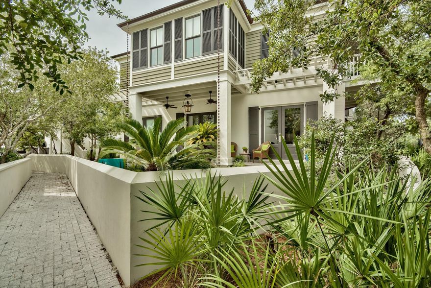 Absolutely stunning home on the highly desirable south side of 30A in Rosemary Beach. Interior Design by renowned Atlanta based designer Kay Douglass and South of Market. As you enter the courtyard you're dazzled by the plunge pool, the outdoor dining area and the unique landscape. Entering into the living area, kitchen and dining area, you're immediately drawn to the uniqueness of the design. A master on the first floor that has it's own entry from the side of the house and outdoor shower. The upstairs creates great space for the young ones to enjoy their vacation as well! Wonderful bunk room, a second master suite and another bedroom with it's own private balcony gives everyone their own privacy. The carriage house could be one of the cutest in all of Rosemary Beach.
