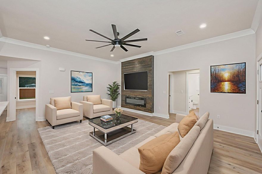 Swipe Right on this house and earn $10,000 anyway money towards closingcosts.This new construction home is perfect if space, quality & upgrades is your thing! The rooms are a decent size & the closets too. There is a formal dining room area & a large quartz island. The builder added crown molding for drama! The front & back porches are covered; backyard is huge & privacy fence is already up!The Builder went threw in all of the appliances such as the washer, dryer, fridge, microwave, oven, 75-inch TV & electric fireplace!Your new home is less than a mile from downtown Crestview (food tucks, events, shopping. restaurants), only 8 from Dukefield, 20 from Eglin AFB, & more! It's also within district for highly rated schools. There's only 1 thing missing, YO Professional Photos Coming Soon!