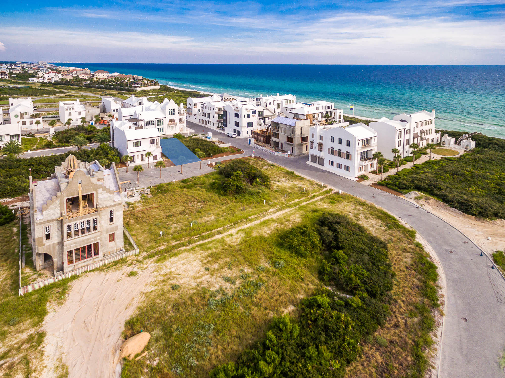 One of the most desirable locations Beach side on 30A is now offered for purchase. This magnificent Alys Beach homesite offering is one of the remaining sites literally steps to the beach with access through the beautiful Gulf Green. The homesite fronts on South Charles Street bordered by a pedestrian path to the North. This homesite is one of few two-car garage and two additional parking court spaces available. Join the momentum as spectacular homes are being constructed and completed in this awe-inspiring town. Rooftop terraces are allowed on this property and can be a favorite gathering spot for entertaining under the stars.Savoie Architects have drawn an amazing set of approved, completed plans which can be purchased in addition to the price of the homesite.