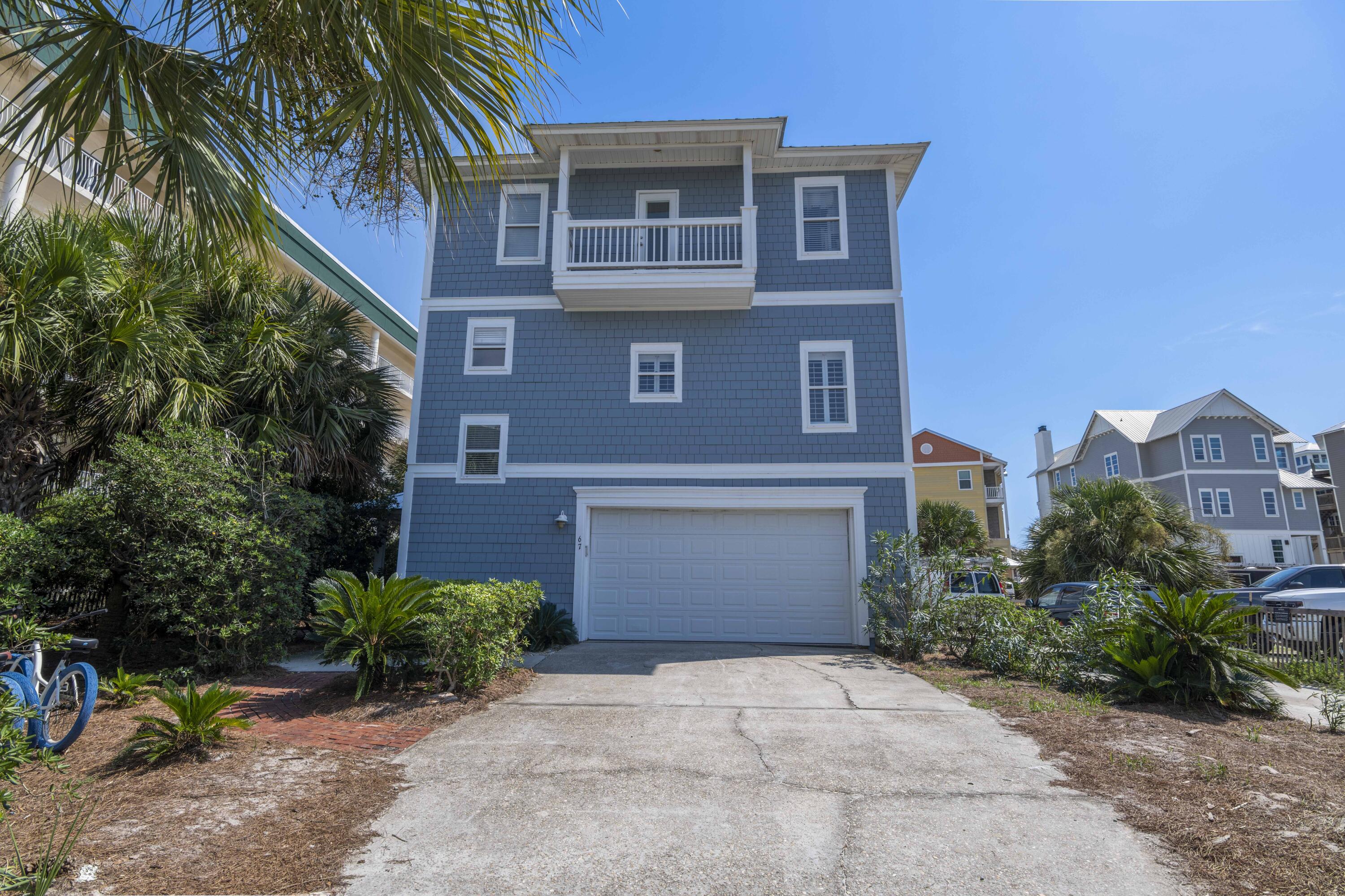 Incredible opportunity to own a piece of paradise just one tier back from the beautiful Gulf of Mexico! Amazing value for this close to the Gulf in Seagrove. This 5-bedroom, 5.5-bath home enjoys views of the Gulf & a private pool while offering easy access to the beach with public access just east on Beachfront Trail. The ground floor features 2 guest bedrooms each featuring two double beds, ensuite bathrooms and additional sitting areas. Both bathrooms and one of the bedrooms has brand new laminate flooring and there it tile throughout the rest of ground floor. There is a full size laundry room & direct access to the private pool area - perfect place to unwind or catch some sun! The second level encompasses a grand living area, kitchen & dining area and fantastic balcony with Gulf views.