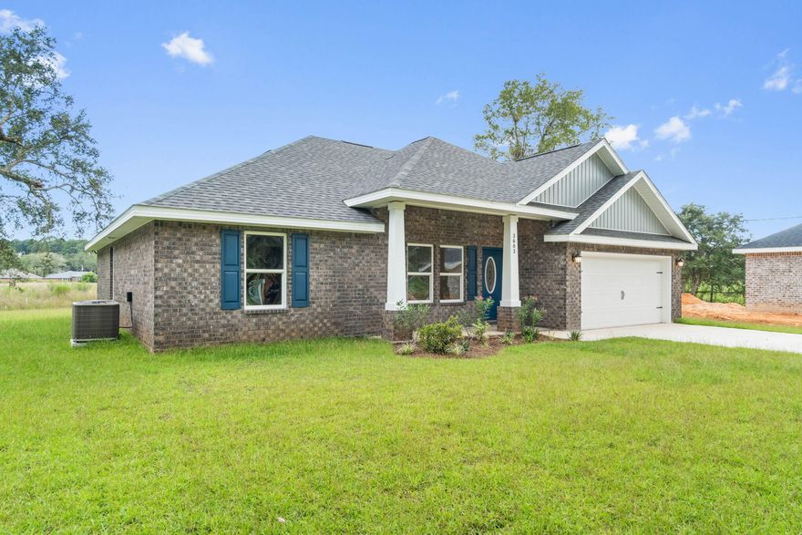 SELLER PAYS FOR CLOSING COSTS if buyer uses builders preferred lender. Welcome to Secret Isle! Some are calling it ''the most secluded neighborhood in Navarre''. Nestled within a natural preserve, Secret Isle promises unparalleled privacy and seclusion, with the assurance that no development will ever encroach upon the serene backdrop of this neighborhood. Located just off Hwy 87, it offers convenience just minutes away from shopping, dining, A+ Schools, and the pristine, sugary-white sands of Navarre Beach. Among the distinguished architectural designs in Secret Isle, the renowned ''Sunburst'' plan takes center stage. This splendid 3-bedroom, 2-bathroom brick home greets you with a capacious living room, an inviting dining area, and a well-appointed kitchen, all graced with the enduring allure of scratch and water-resistant Luxury Vinyl Plank Flooring. The kitchen is a chef's dream, featuring stainless steel appliances, sumptuous granite countertops, a generously sized island with bar seating, and an abundance of soft-close cabinets and drawers. The open-concept layout seamlessly flows, leading to the opulent master suite, adorned with trey ceilings and a lavishly appointed master bathroom, boasting a luxurious garden tub and shower combination, dual vanities, and a spacious walk-in closet. This home also comes with a full backyard privacy fence for your peace of mind. Are you ready to become one of the fortunate residents to call Secret Isle home? Contact us today for additional details. Photos featured here are of a similar home, and be sure to explore our immersive 3D tour!