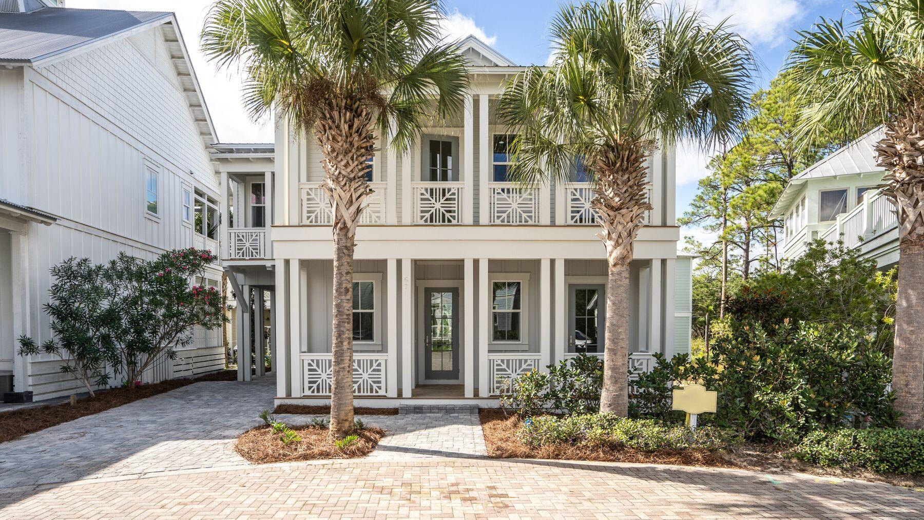 New construction South of 30A in the quaint community of Cottages at Eastern Lake. Custom designed this beach home features 2600+ square feet of heated and cooled living space. The first floor is filled with natural light from a wall of windows in the family room, shiplap accent walls and a fireplace welcome you. The dining area has a butlers pantry and is open to the kitchen with a gas range, quartz tops and white oak vinyl plank flooring.  Master bedroom #1 is located on the first floor with  a walk in closet, access to the front porch, an oversize walk in shower with frameless shower door. The 2nd floor features a bunk room with bath, guest room with en-suite bath and the 2nd master suite with walk in closets.  Just a short stroll  to the community pool. VIRTUAL STAGED.