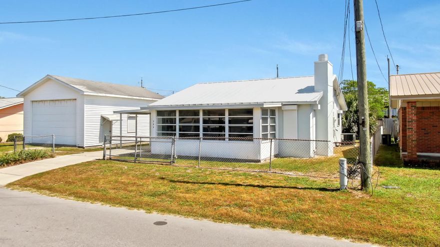 2 SEPARATE PARCELS. You're going to love the location of this 2 Bedroom 2 Bath home located Just over 1 block from a Dedicated Beach on the Popular West End of Panama City Beach. So Many Possibilities with this property. The home sits on one lot and the Huge Detached Garage sets on the 2nd. The garage is large enough for a good-sized RV. If you don't need the garage you could sell the lot, covert the garage to a livable Rental or Just use it to store all your beach equipment. The home has Hurricane shutters, New Roof & A/C, a wood burning fireplace and a huge Florida room. If you are looking for the perfect beach house call your agent today to schedule a visit. Lot dimensions are for 204 Casa only, but this listing includes 206 Casa (37515-000-000) where the detached garage is located.