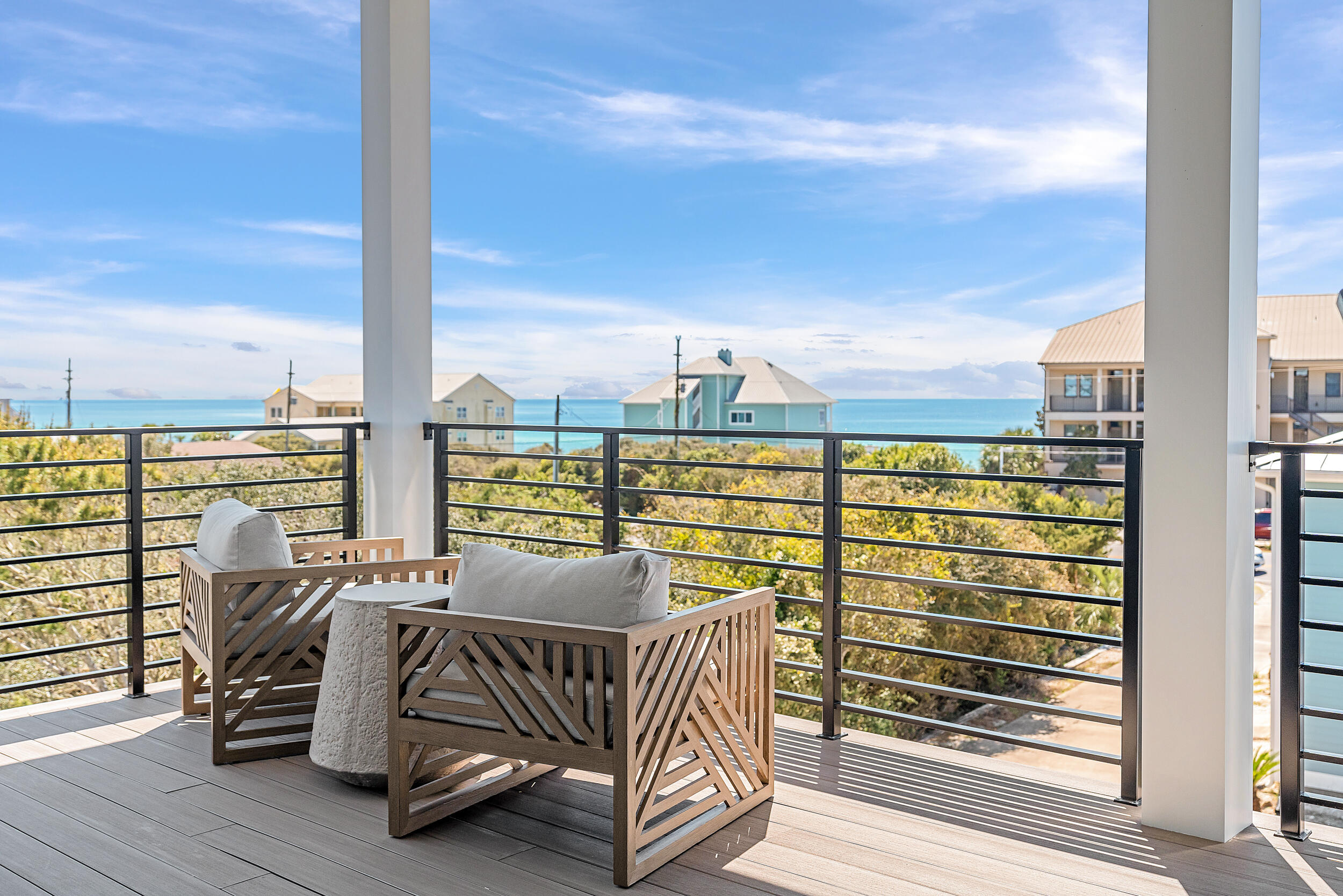 BACK ON THE MARKET WITH $250K PRICE REDUCTION! Welcome to 41 Baird Road, a masterpiece of luxury living nestled on the coveted West end of 30A, where panoramic GULF OF AMERICA views greet you at every turn, and the pristine white sands beckon just a stroll away.Spanning three exquisitely appointed floors, this residence boasts six sumptuous bedroom suites, complemented by two powder baths, ensuring ample space for both relaxation and entertainment. Come discover over 2,000 square feet of outdoor bliss, featuring a sprawling pool deck adorned with a tranquil hot tub, inviting you to unwind amidst the soothing sounds of water spillovers. The first floor greets you with a cheerful wallpapered entry, leading into a luminous living area adorned with a full wet bar and captivating tile backsplash. Slide open the four-panel glass doors to seamlessly transition onto the covered shell stone lanai, complete with a built-in Blaze grill, perfect for al fresco dining under the stars. A charming bunk room with ensuite bath, a sizable laundry room, and a powder bath complete this level.
Ascend to the second floor, where four enchanting ensuite bedrooms await, two of which offer access to a spacious covered porch overlooking the azure Gulf waters. The primary suite reigns supreme, boasting a palatial wing with a walk-in closet, cozy built-in window seat, and a luxurious ensuite bath featuring a standalone soaking tub, tiled shower and dual vanity.
The pi??ce de r??sistance awaits on the third floor, where a grand living, dining, and kitchen area beckons with a breathtaking 20-foot glass door, opening onto a sprawling 400-square-foot deck with panoramic Gulf vistas. Indulge your culinary passions in the gourmet kitchen, outfitted with top-of-the-line Thermador appliances, a massive island, and a frosted door butler's kitchen for added convenience. Completing the third floor is an equally spacious and well-appointed primary suite wing, featuring a stackable washer and dryer conveniently tucked away in the walk in closet.
Ascend to the fourth floor via the elevator to savor sunset views from your private deck, offering an unparalleled front-row seat to nature's nightly spectacle.
This exceptional home is full of luxurious touches, including toe kick lighting, designer-selected tile, Quartz countertops, and Mitsubishi air conditioning for customized comfort. A two-car garage, parking for eight vehicles, epoxy garage floors, and an ice machine ensure both convenience and style.
Built by Coastline Custom Homes, this brand-new construction epitomizes coastal elegance and modern sophistication.
Experience coastal living at its finest at 41 Baird Street, where every detail embodies the pinnacle of luxury and refinement. Schedule your private tour today and make your dream of owning a slice of paradise a reality.