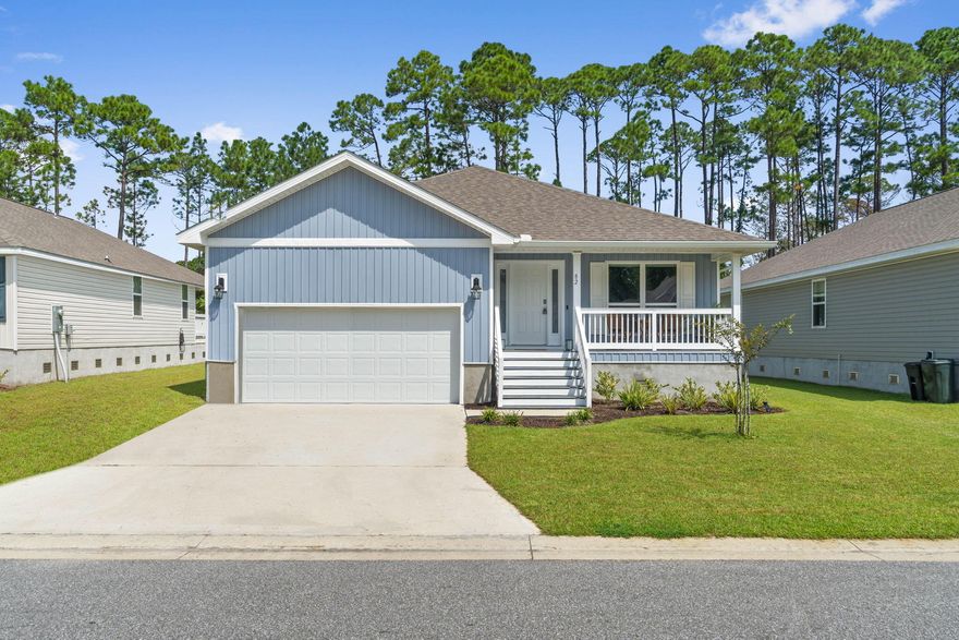 Nestled in the quaint South Walton community of Indian Cove you'll love this newly (2020) built home located just blocks from the bay and minutes the pristine beaches of the Emerald Coast. Enjoy the Florida lifestyle being approximately 5 minutes from Cessna Landing public park with boat ramps located off Hwy 393. This popular floor plan features 3 bedrooms, plus a nice sized bonus/flex room at the front of the house that could easily be converted to a fourth bedroom, and a 2 car garage. Enter past the covered front patio and enter inside to enjoy features such as vinyl flooring in all the common areas (carpet is only in the three bedrooms), recessed lighting throughout,