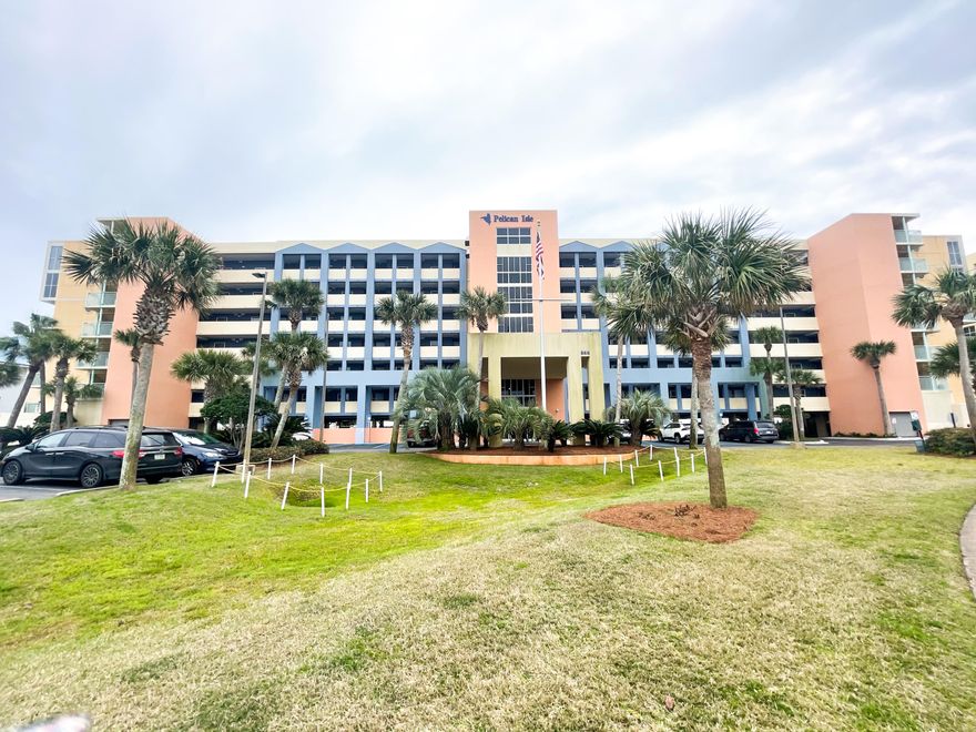 Gulf Front Condo on Okaloosa Island with beautiful un-obstructive ocean views.  Although this is a 1 bedroom unit, there's a bunk bed in the nook of the hallway and has 2 full baths and a stackable washer and dryer IN the unit!  Theres access to a fitness room on site as well as pool side restrooms, outdoor showers, covered parking and a BBQ area. There's nearly 300 feet of gulf frontage and a dune walkover to the beach!