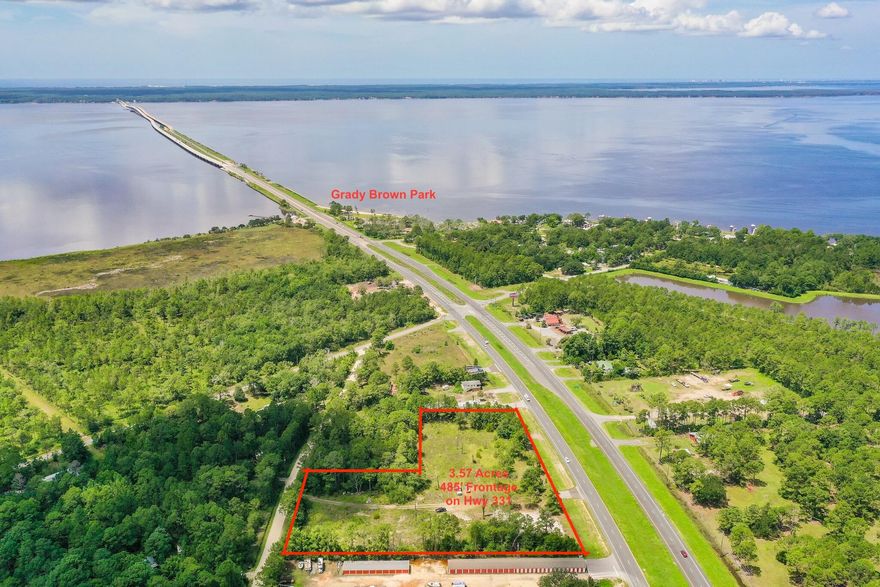 3.57 acres zoned General Commercial just north of the 331 Bridge.  Offering over 485 ft of highway frontage this is a PRIME location for a new or growing business! The property completed the zoning change in 2019.  Wetlands determinations shows approximately 3.53 acres of uplands and .04/acre of wetlands toward the rear of the property.