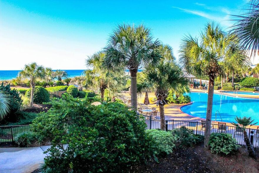 Currently under Multiple Offer Status. Highest and Best Offer due Sunday, March 12 at 5:00pm.The Crescent Unit 106 not only has views of the Gulf but also luscious views of the resort-like pools, hot tub, & breathtaking tropical foliage.  Pride of ownership is apparent with every detail. This fabulous unit features beautiful tile flooring throughout the main living areas & bathrooms, updated lighting, granite countertops in kitchen and master bath, updated furniture both inside & out with a stunning master bathroom! All bedrooms offer ensuite full baths & the open floor plan flows nicely from the kitchen to the living room, to the outdoor patio. The expansive kitchen features ample cabinets, granite countertops & breakfast bar, stainless steel appliances & pantry.  Great Rental History