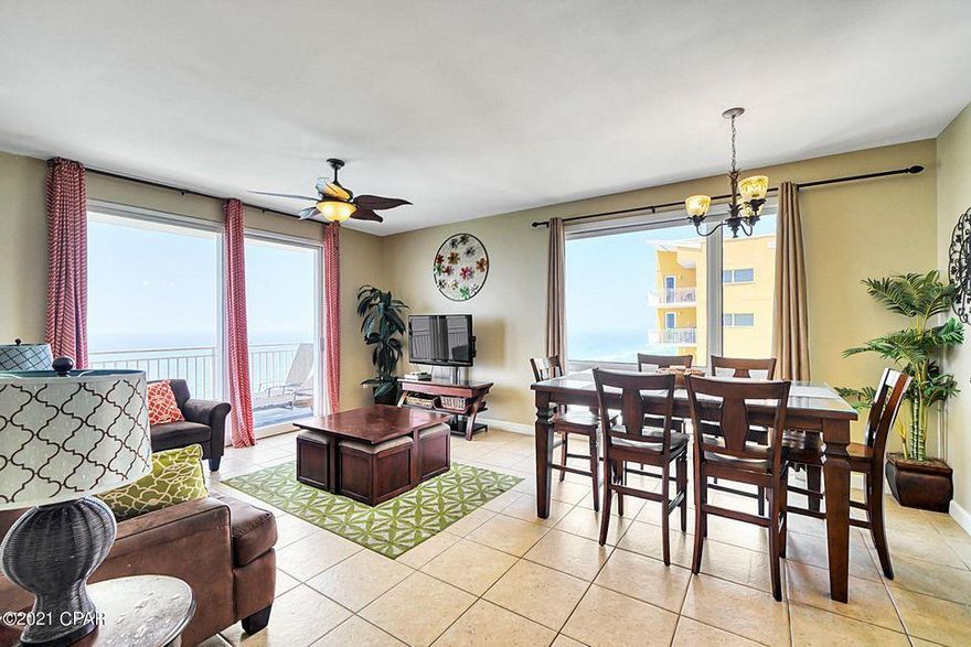 The best of the best in Panama City Beach! This massive Paradise penthouse floor-plan is the largest floorplan in one of the most desireddevelopments on the beach. Tremendous views from the eastern corner location to be had from inside an outside of this terrific condo. Open and very efficientfloorplan lives and rents like a beach house in the sky. This one of a kind unit features dual Gulf Front Master suites, and an extra large bunkroom + sitting area.Each master suite and the bunkroom has it's own private balcony. Large Gulf Front windows provide tons of light and panoramic views of the Gulf of Mexico fromthe living room, dining area and the Kitchen. The fully equipped Kitchen features upgraded cabinet, appliances, granite counter tops and a breakfast bar.