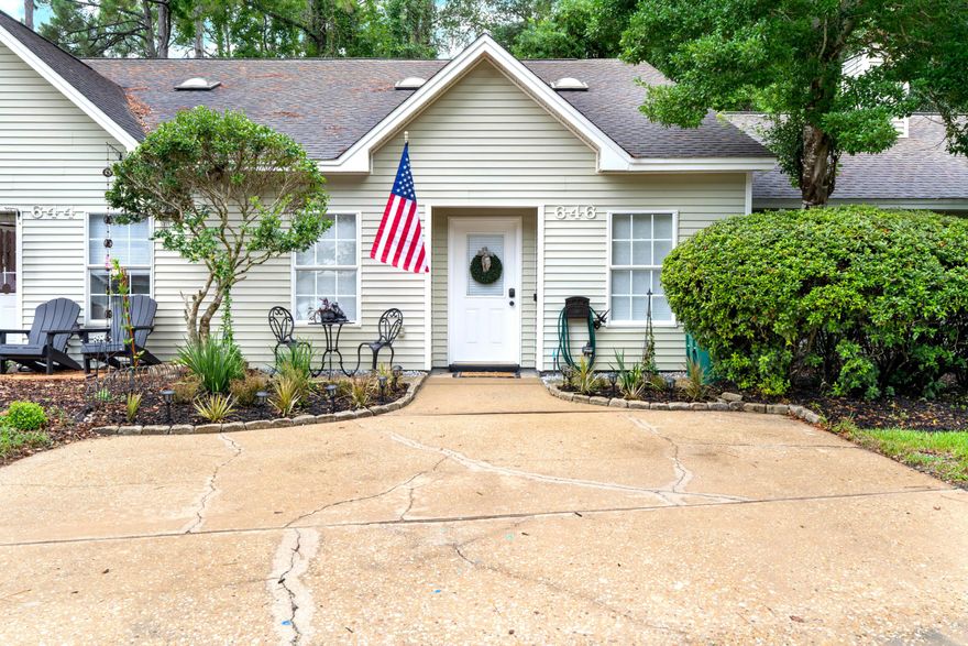 This beautifully updated 3-bedroom, 2-bathroom home is move-in ready with fresh interior paint, new landscaping, brand-new carpet in the loft and upstairs bedrooms, and new luxury vinyl plank flooring in the master bedroom. The kitchen features granite countertops, a stylish glass block backsplash, and modern light fixtures throughout. The spacious open living area offers wide plank wood laminate flooring and vaulted ceilings, creating a warm and inviting atmosphere. The main-floor primary bedroom includes a walk-in closet, access to a private fenced rear patio, and a ensuite bathroom with elegant quartz countertop. Upstairs, you'll find  an additional bedroom, with an open loft space, and a full bath. Washer and dryer convey with the home. Located in the desirable Emerald Gardens neighborhood, you'll enjoy a low-maintenance lifestyle with the association covering front yard care, common areas, community pool, roof, termite/pest control, pressure washing, and exterior paint. Boat and RV parking are available on a first-come, first-served basis, and the sparkling community pool is just a short walk from your front door. Perfectly positioned in the heart of Fort Walton Beach, you'll be close to shopping, dining, the Emerald Coast beaches, and both Eglin and Hurlburt Military Bases